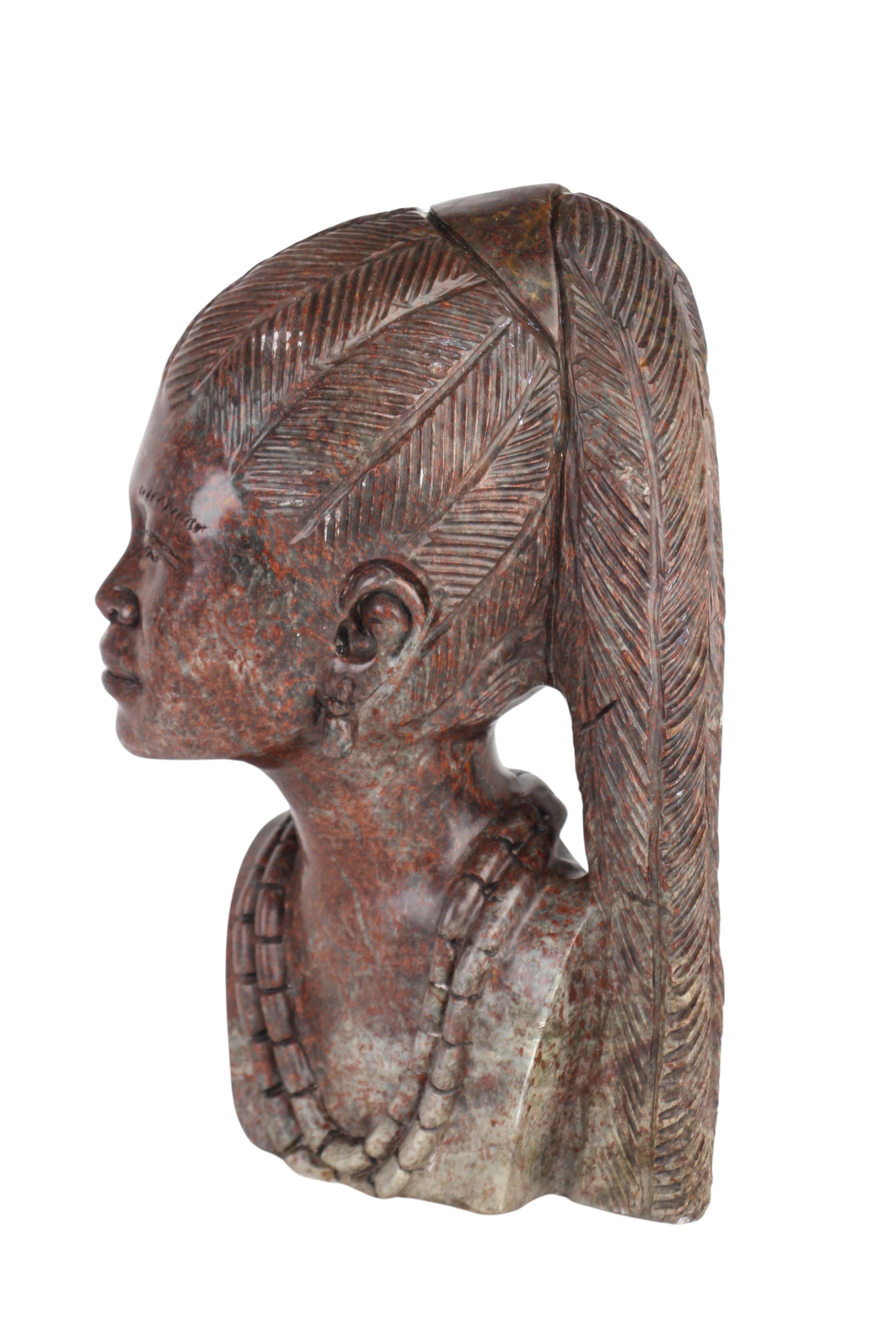 Shona Tribe Fruit Serpentine Bust ~15.7" Tall (New 2024) - Shona Stone