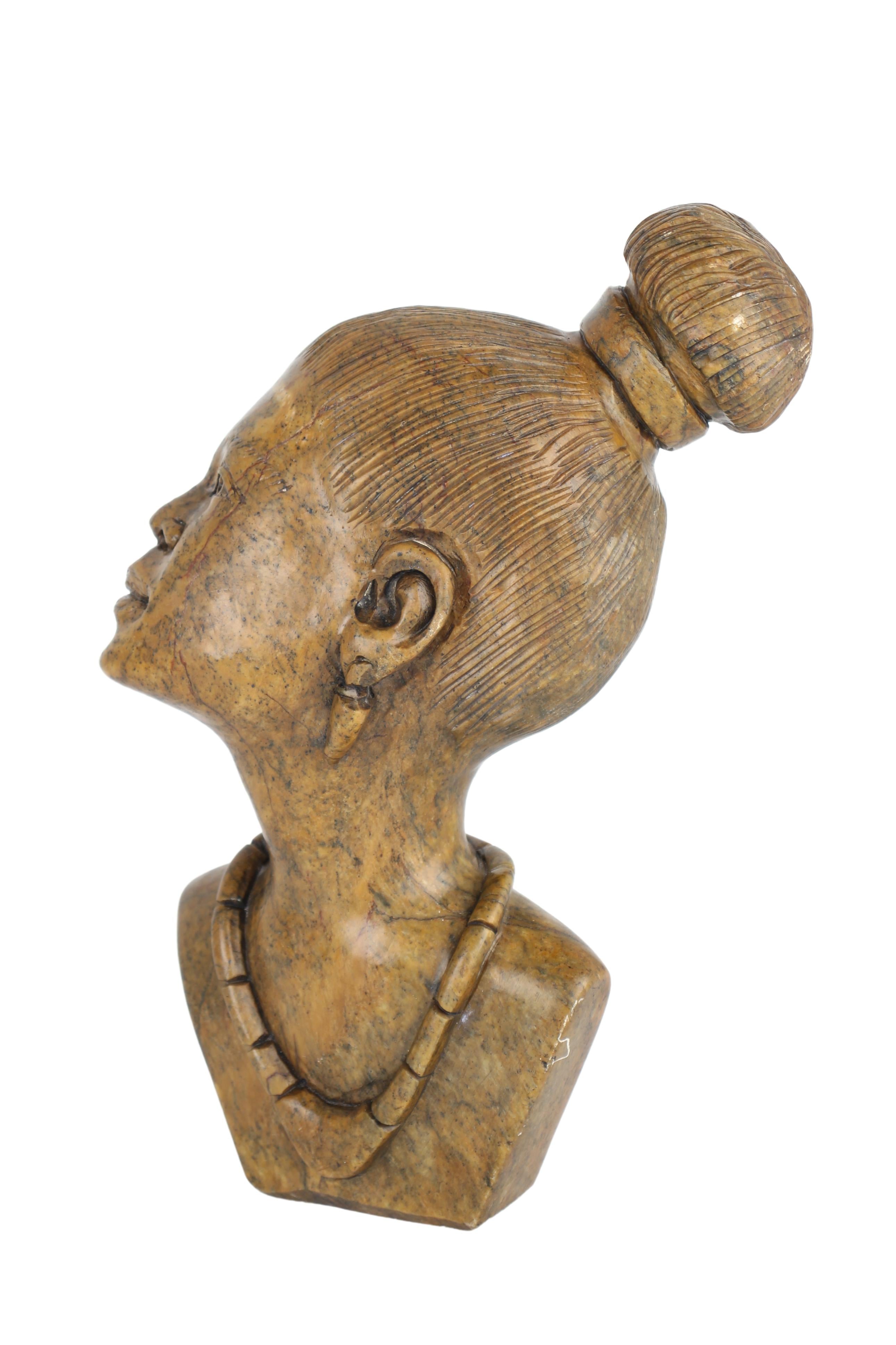 Shona Tribe Fruit Serpentine Bust ~11.8" Tall (New 2024) - Shona Stone