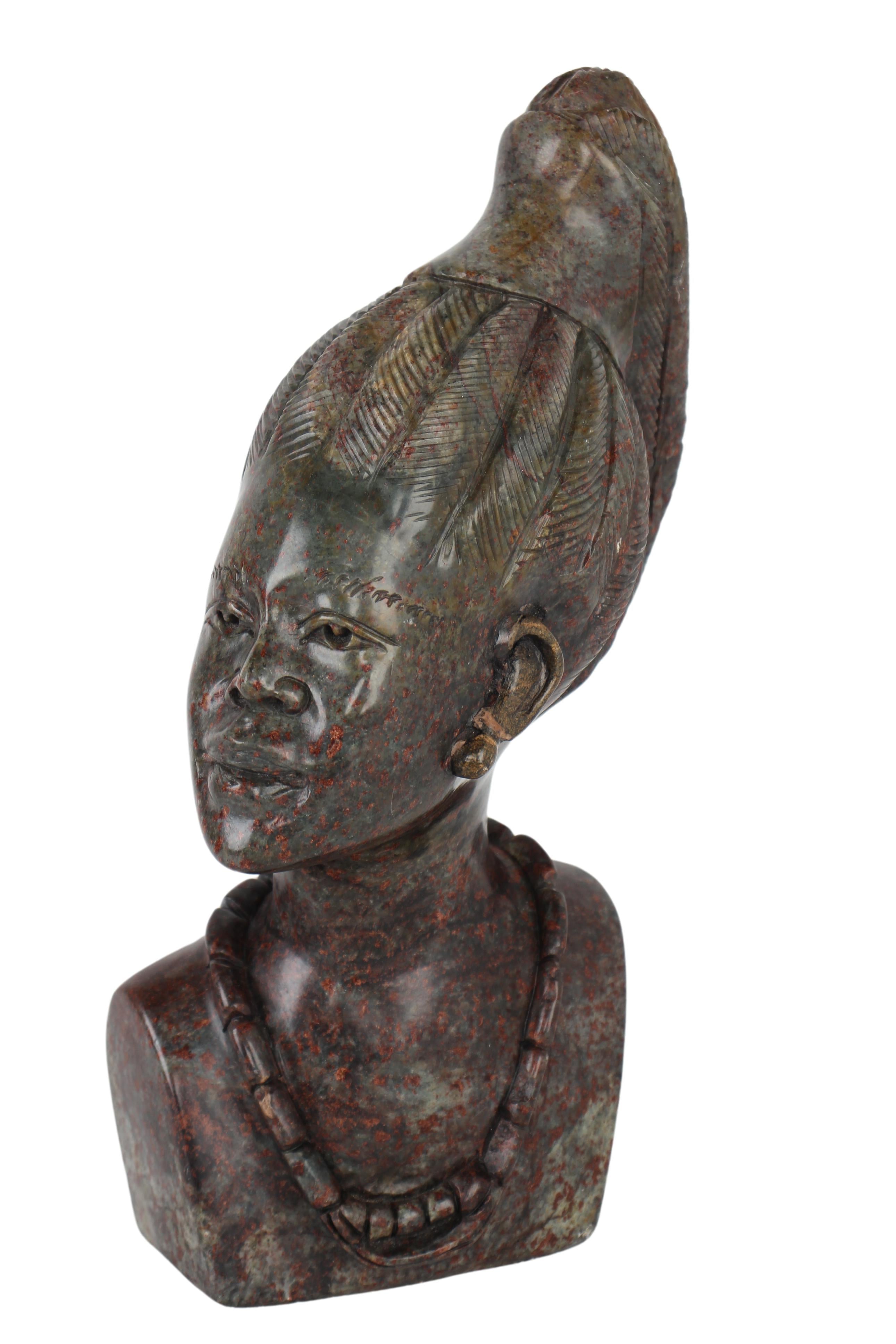 Shona Tribe Fruit Serpentine Bust ~12.2" Tall (New 2024) - Shona Stone