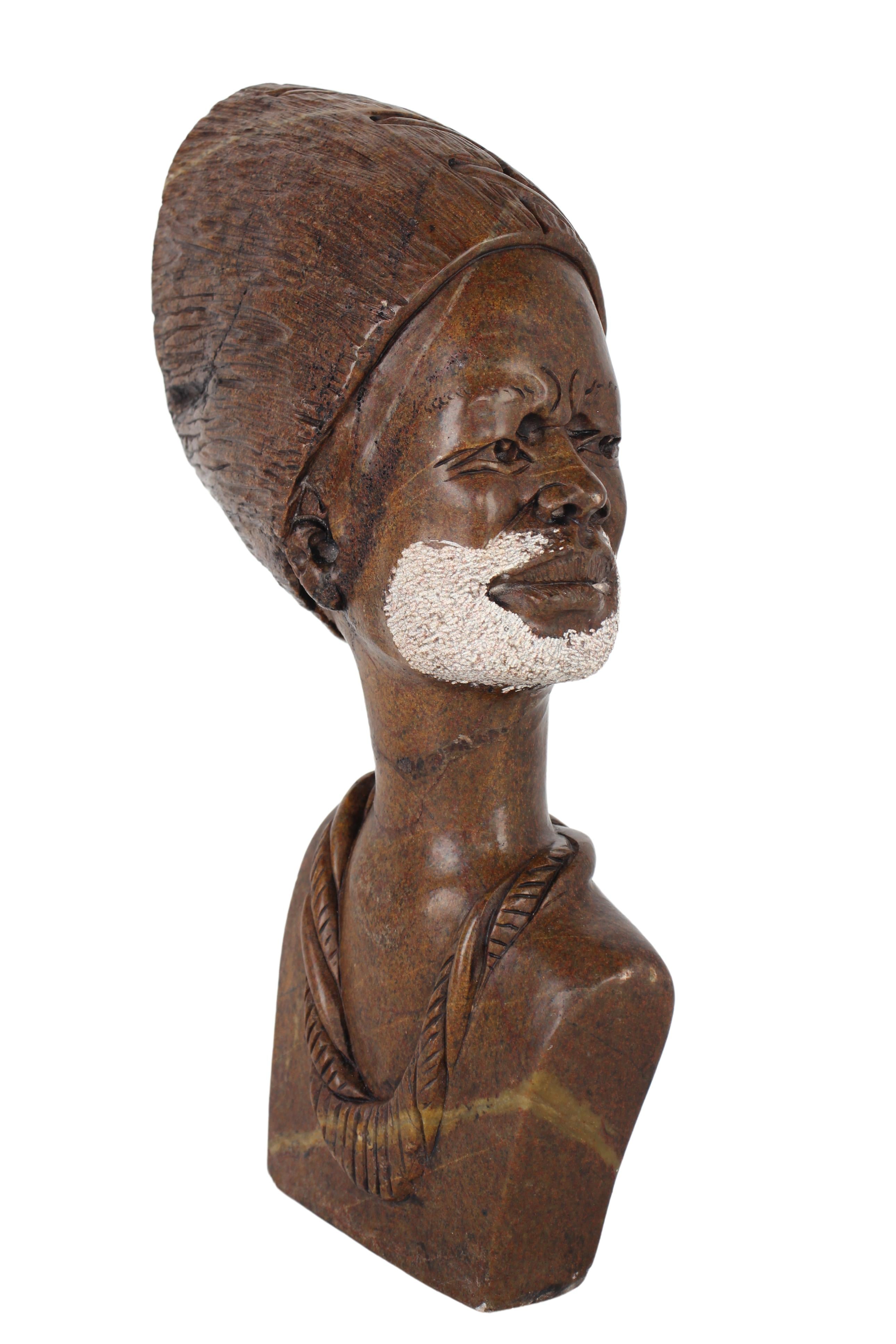 Shona Tribe Fruit Serpentine Stone Bust ~15.7" Tall (New 2024) - Sculpture & Statuary
