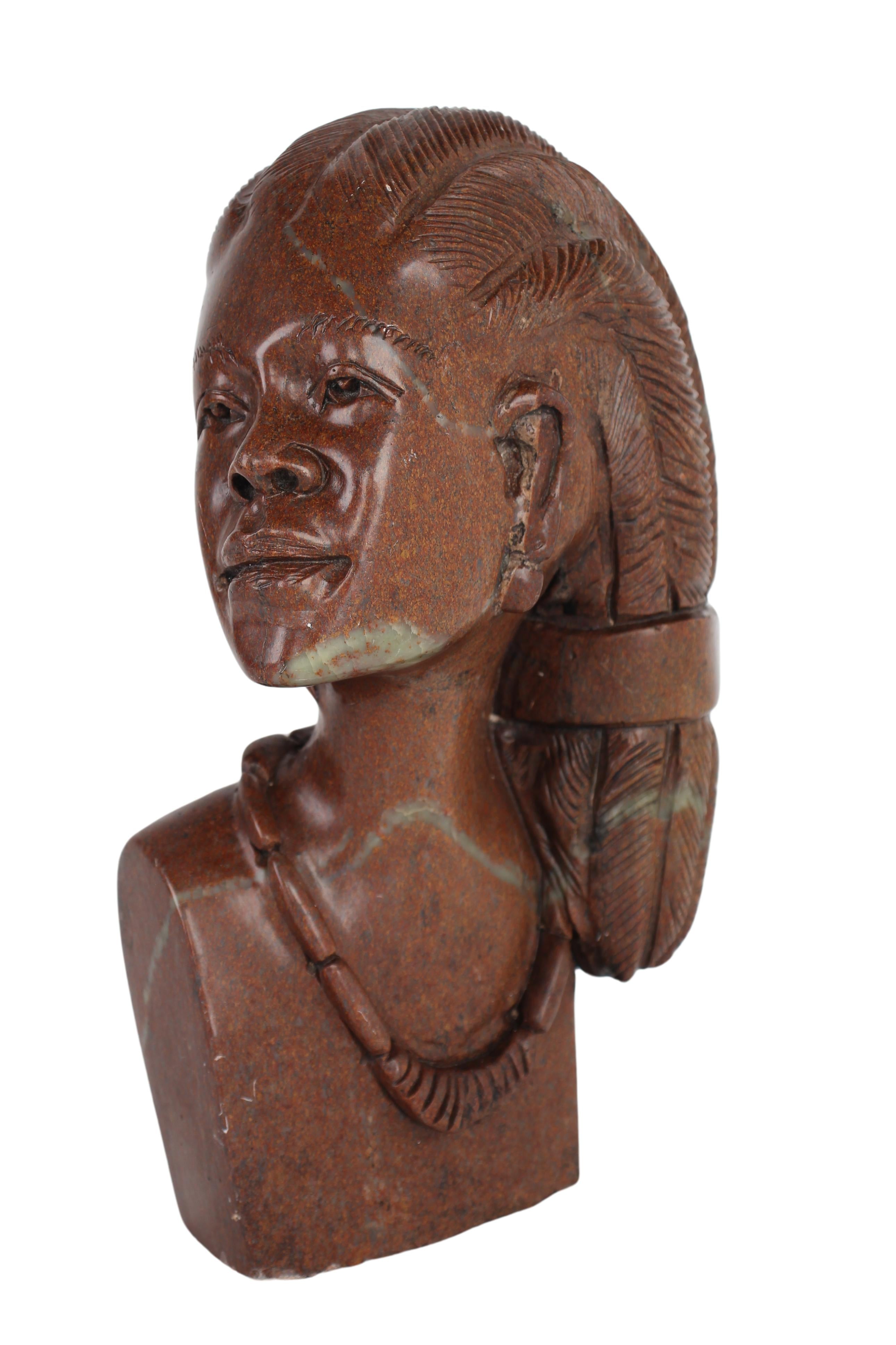 Shona Tribe Fruit Serpentine Bust ~12.6" Tall (New 2024) - Shona Stone