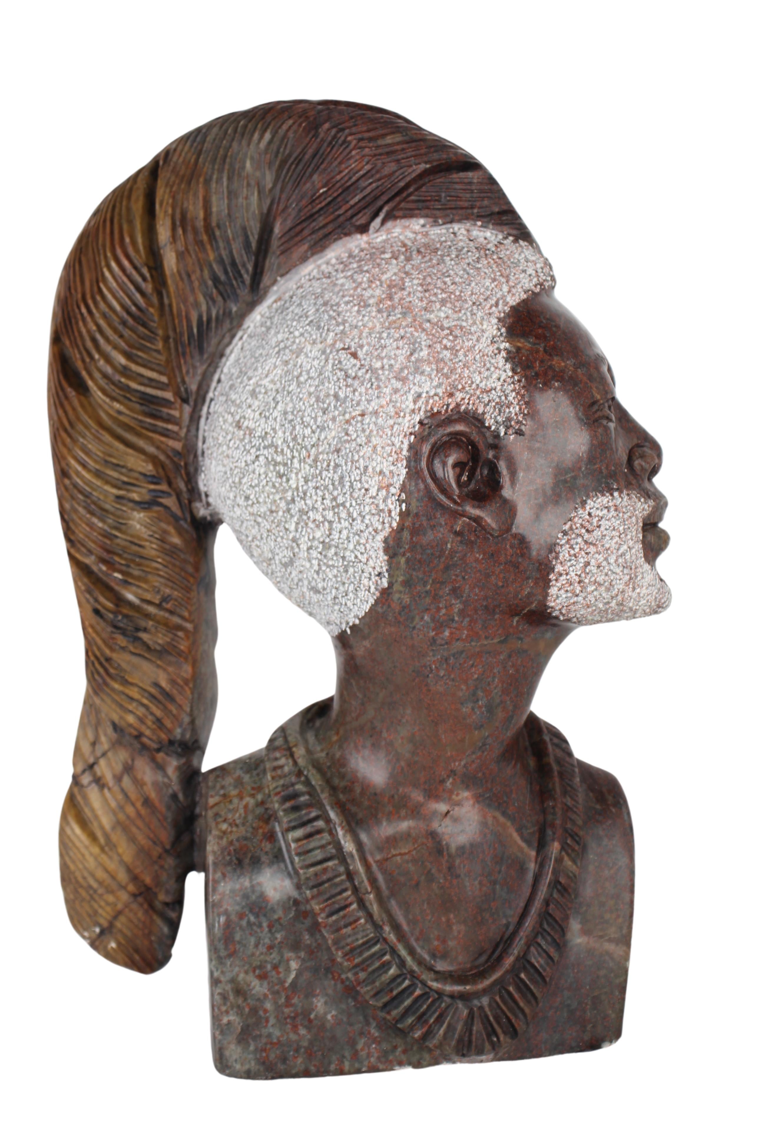 Shona Tribe Fruit Serpentine Stone Bust ~16.9" Tall (New 2024) - Sculpture & Statuary