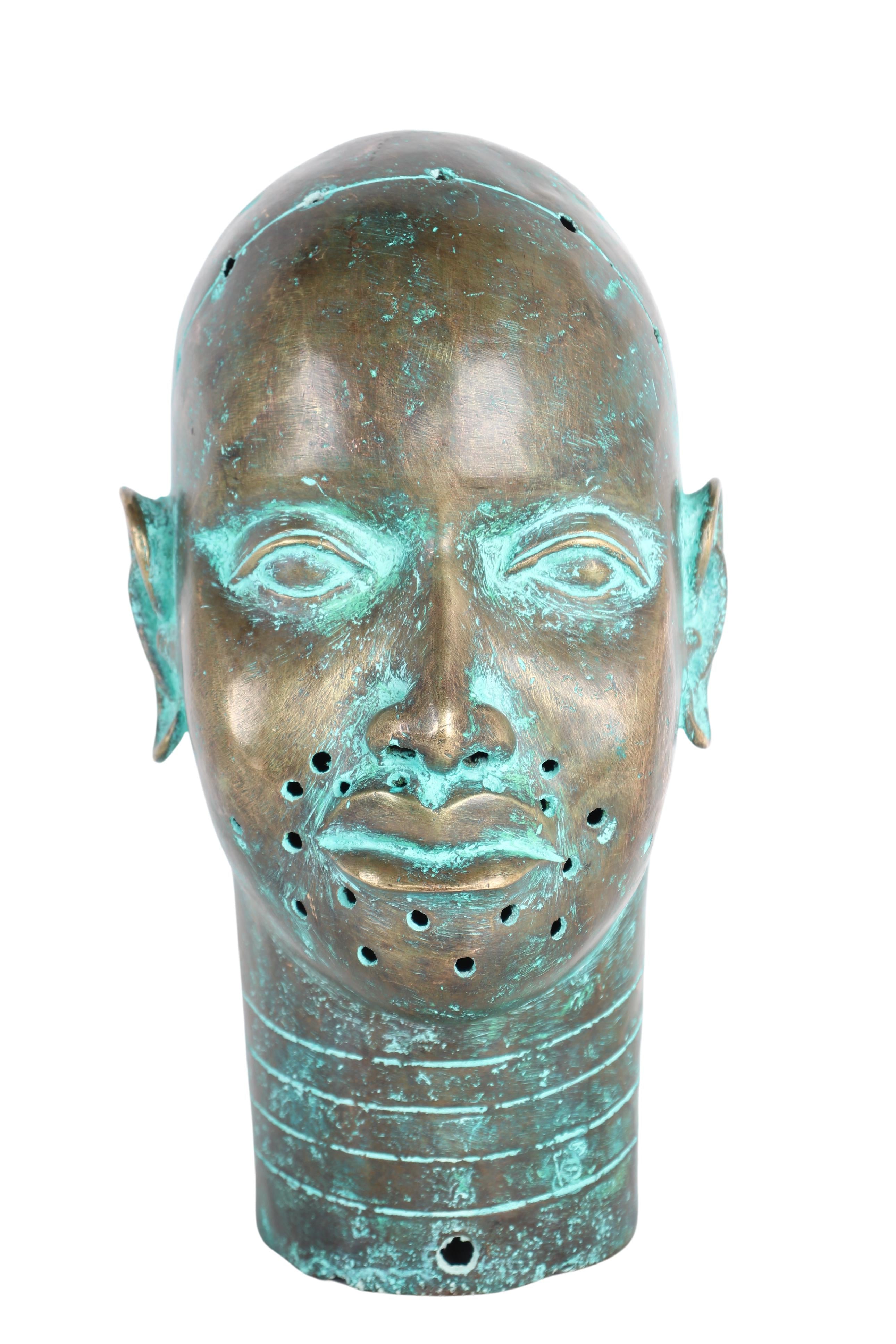 Yoruba Tribe Ife Bronze Head Sculpture ~14.6" Tall (New 2024)