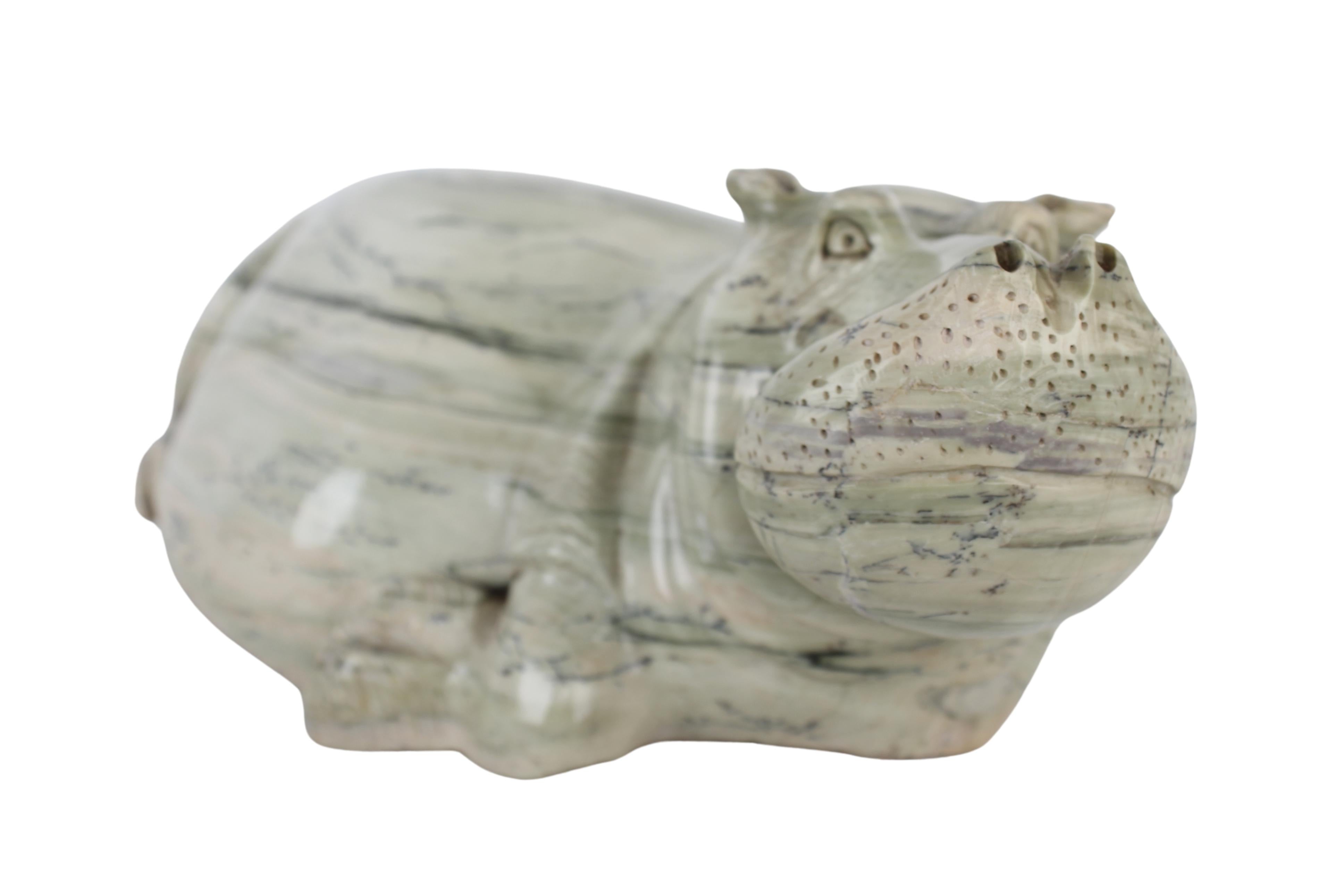 Shona Tribe Butter Jade Hippo ~6.3" Tall (New 2024) - Shona Stone