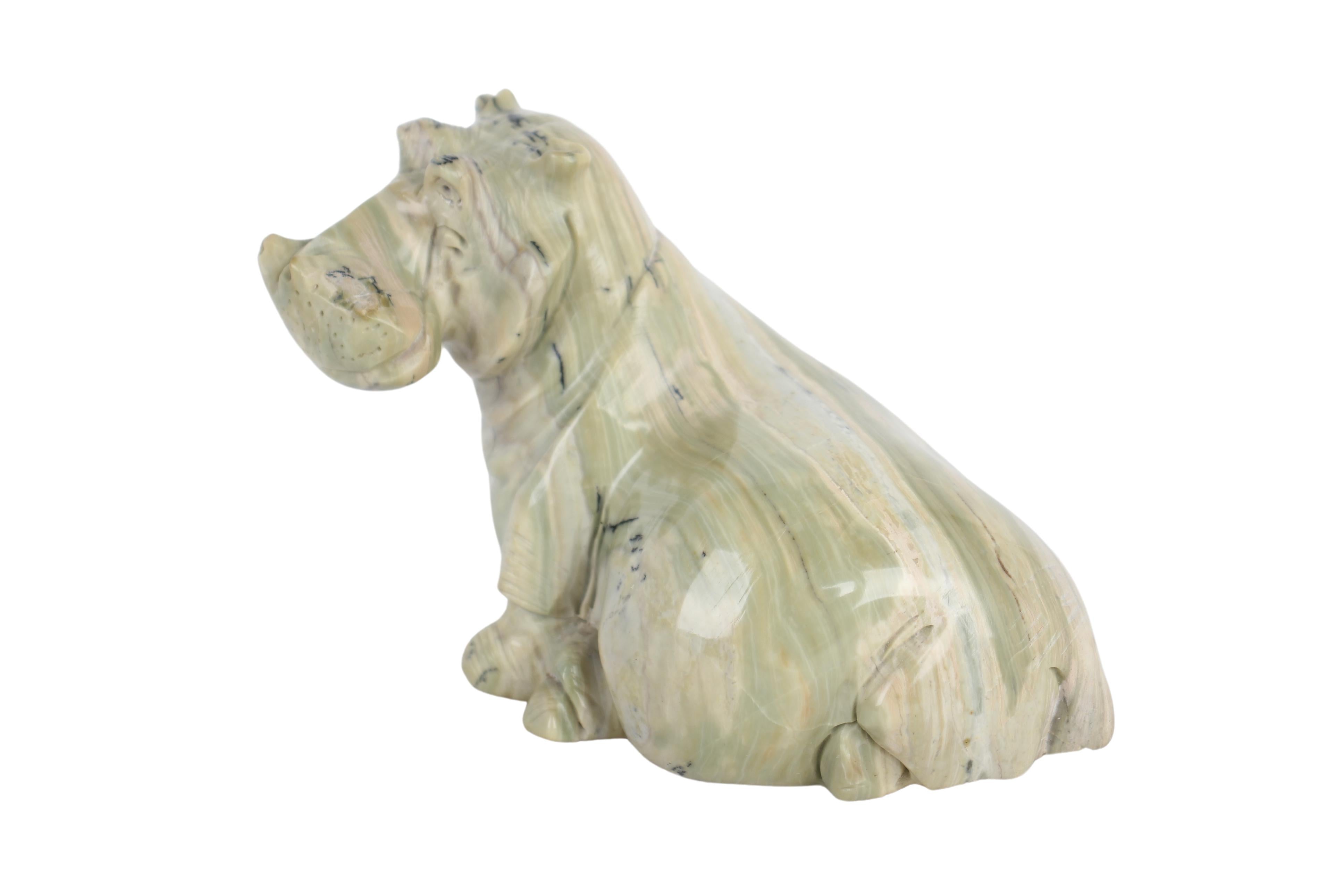 Shona Tribe Butter Jade Hippo ~3.7" Tall (New 2024) - Shona Stone