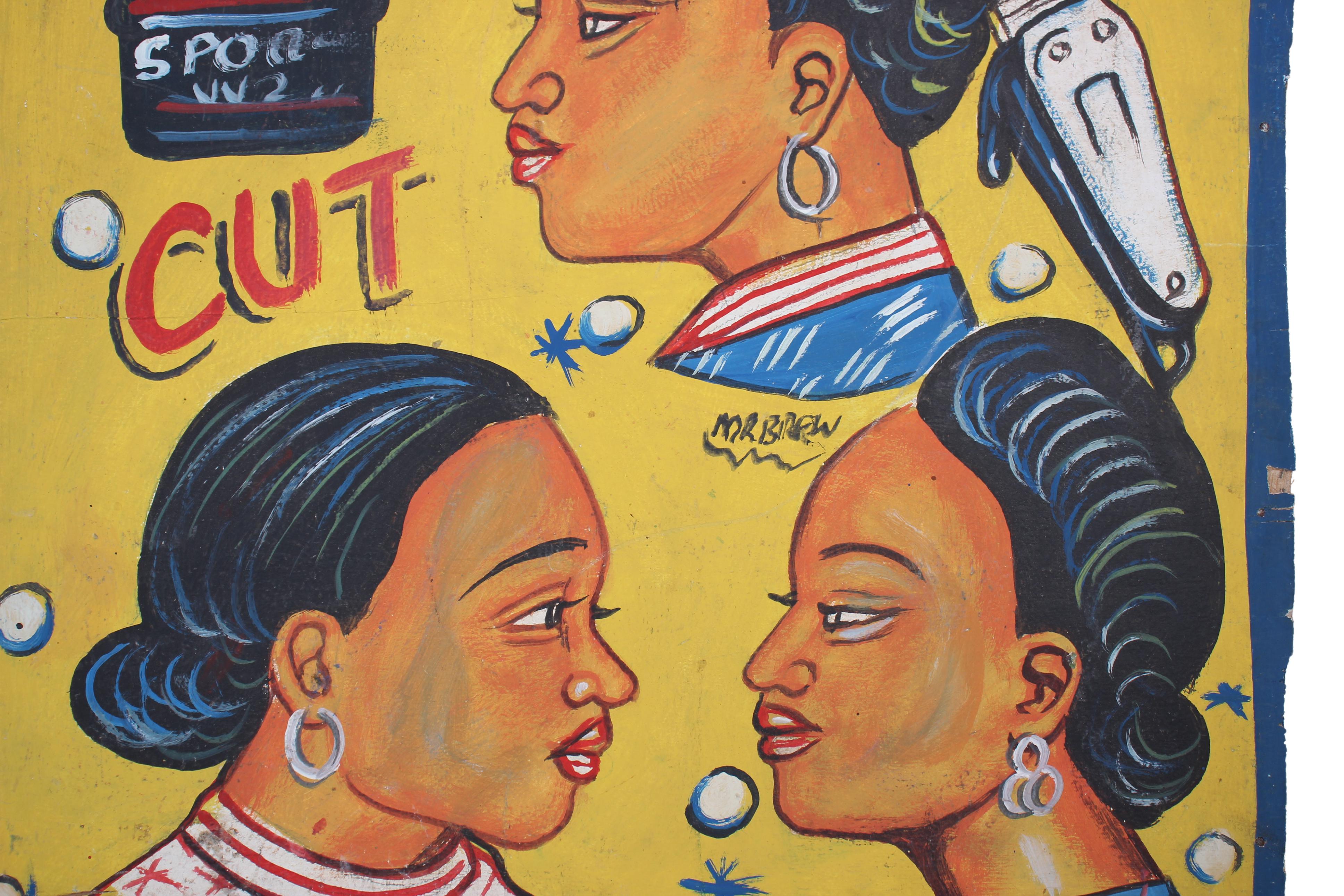 Baule Tribe Hairdresser Posters ~25.3" Tall (New 2024) - West African Artifacts