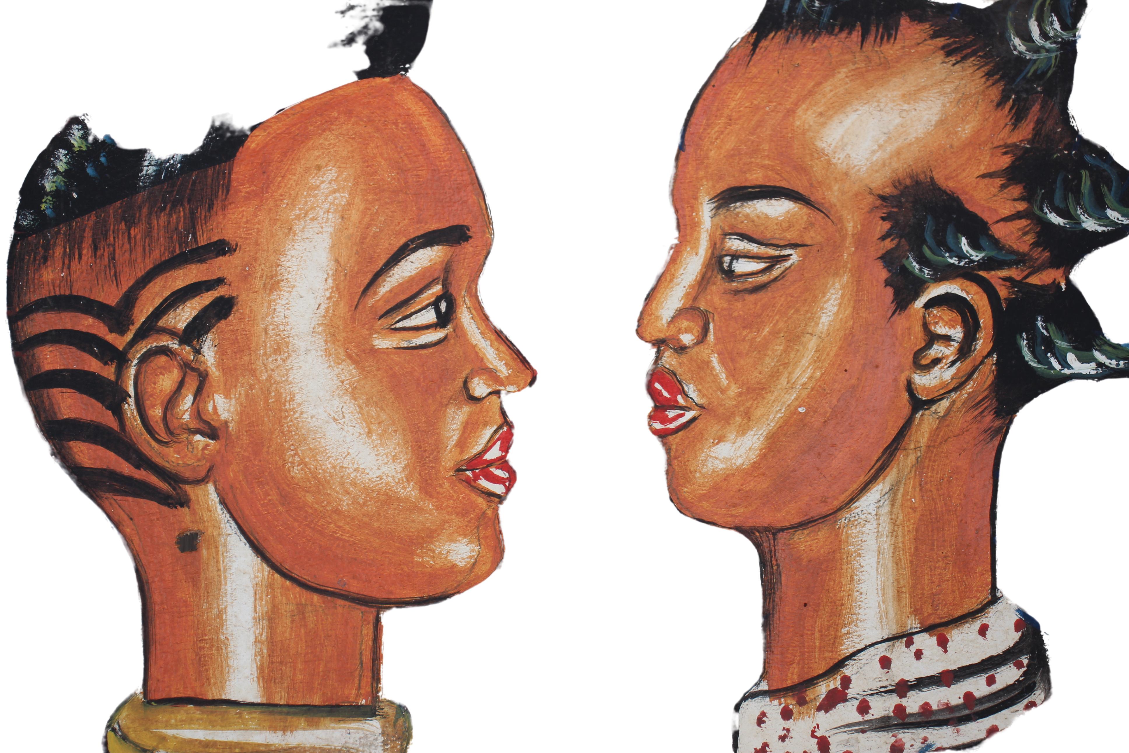 Baule Tribe Hairdresser Posters ~21.9" Tall (New 2024) - West African Artifacts