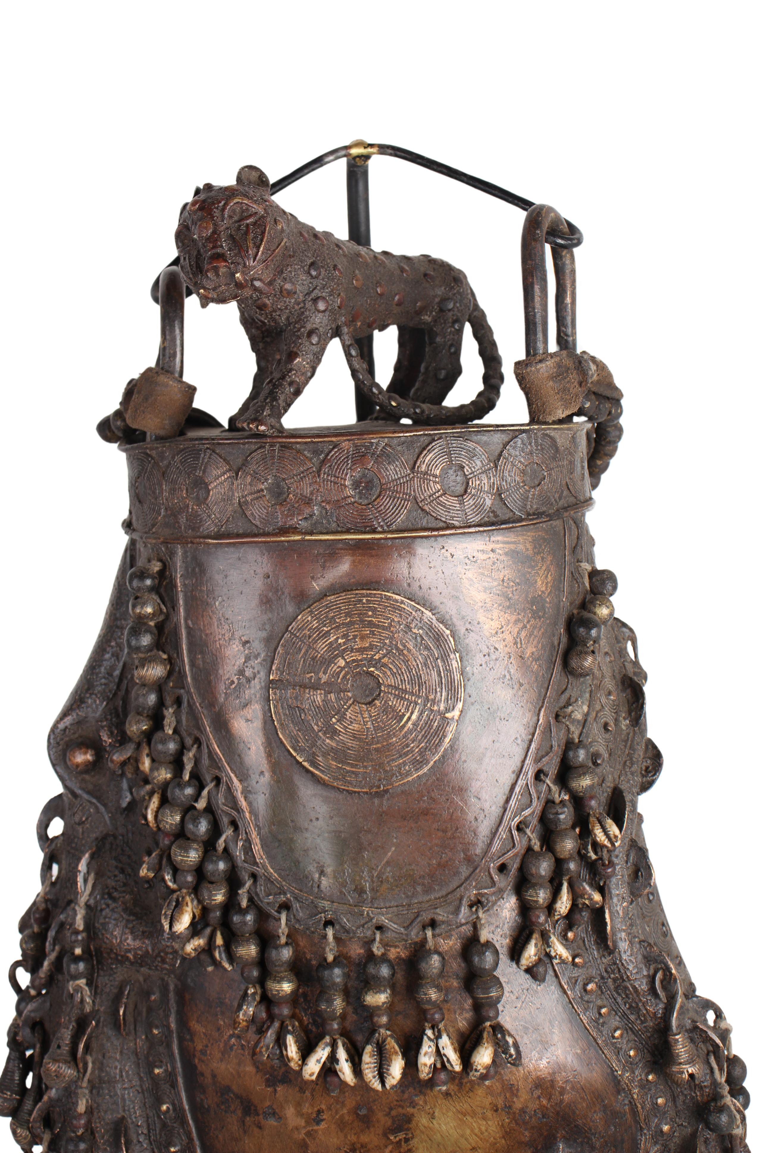 Edo Tribe Benin Bronze Medicine Pouch ~31.5" Tall (New 2024) - West African Artifacts