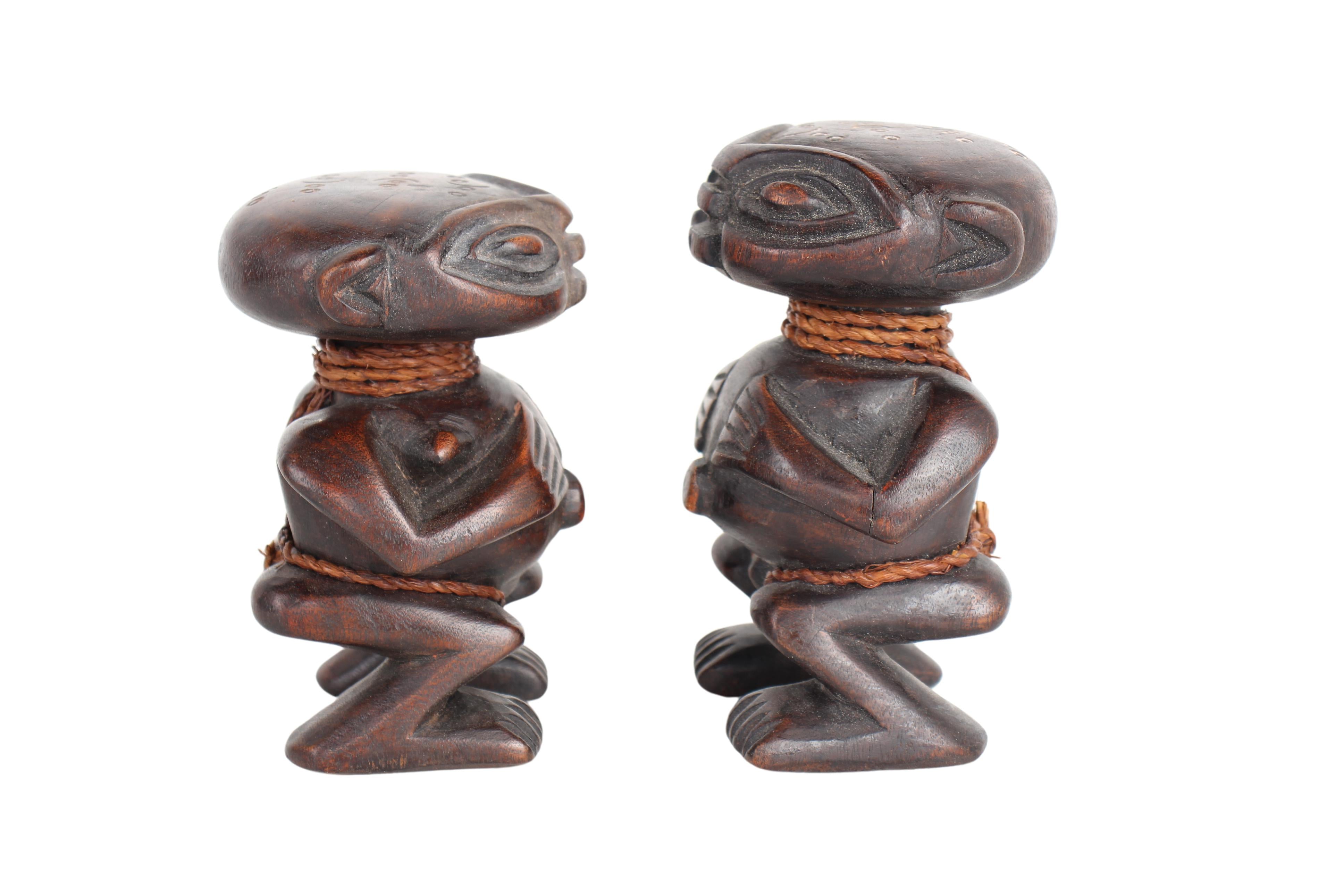 Pygmy Tribe Twa Couple Statues ~5.5" Tall (New 2024) - West African Artifacts