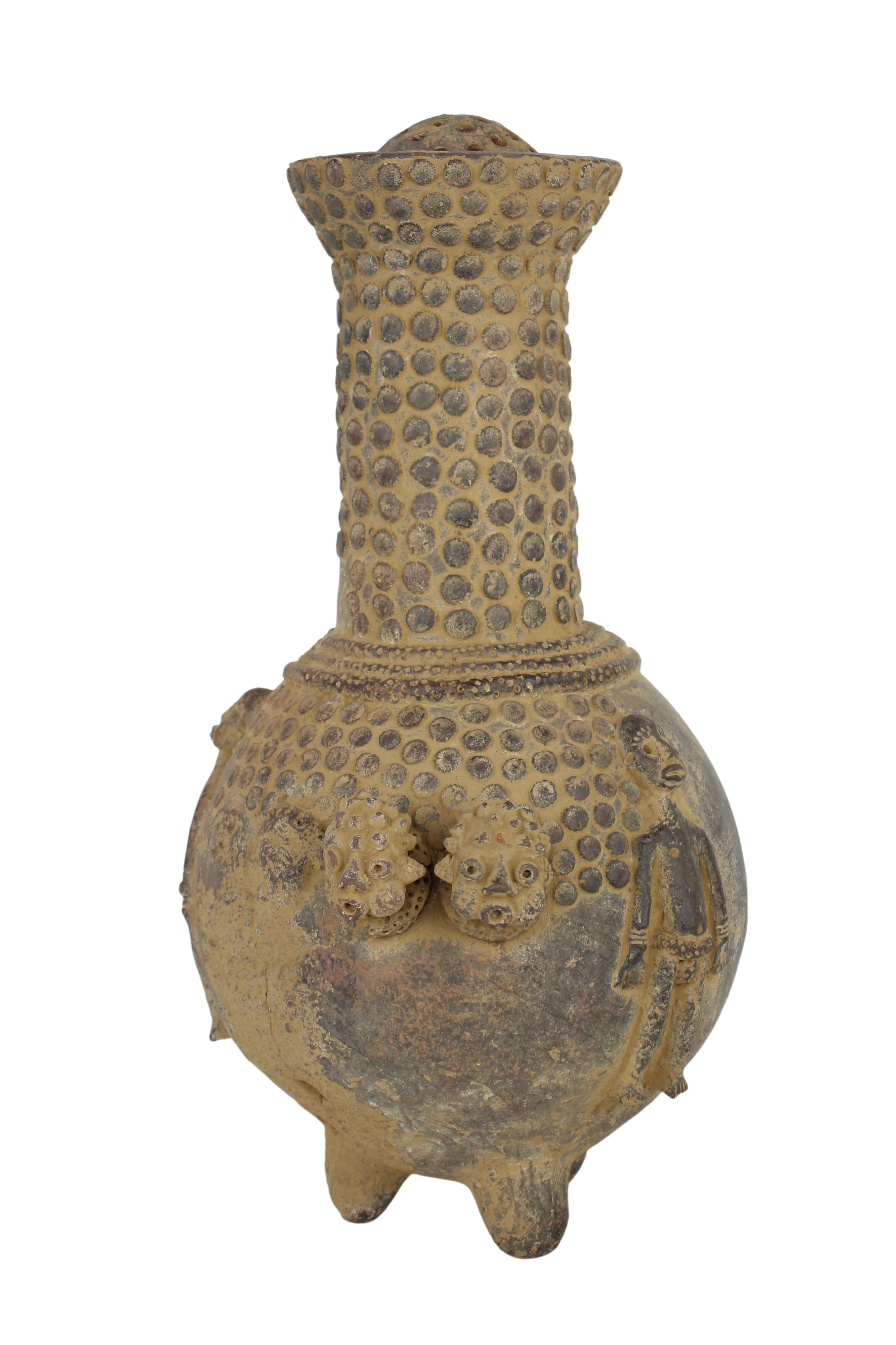 Mangbetu Tribe Terracotta Antique Pot ~21.3" Tall (New 2024)