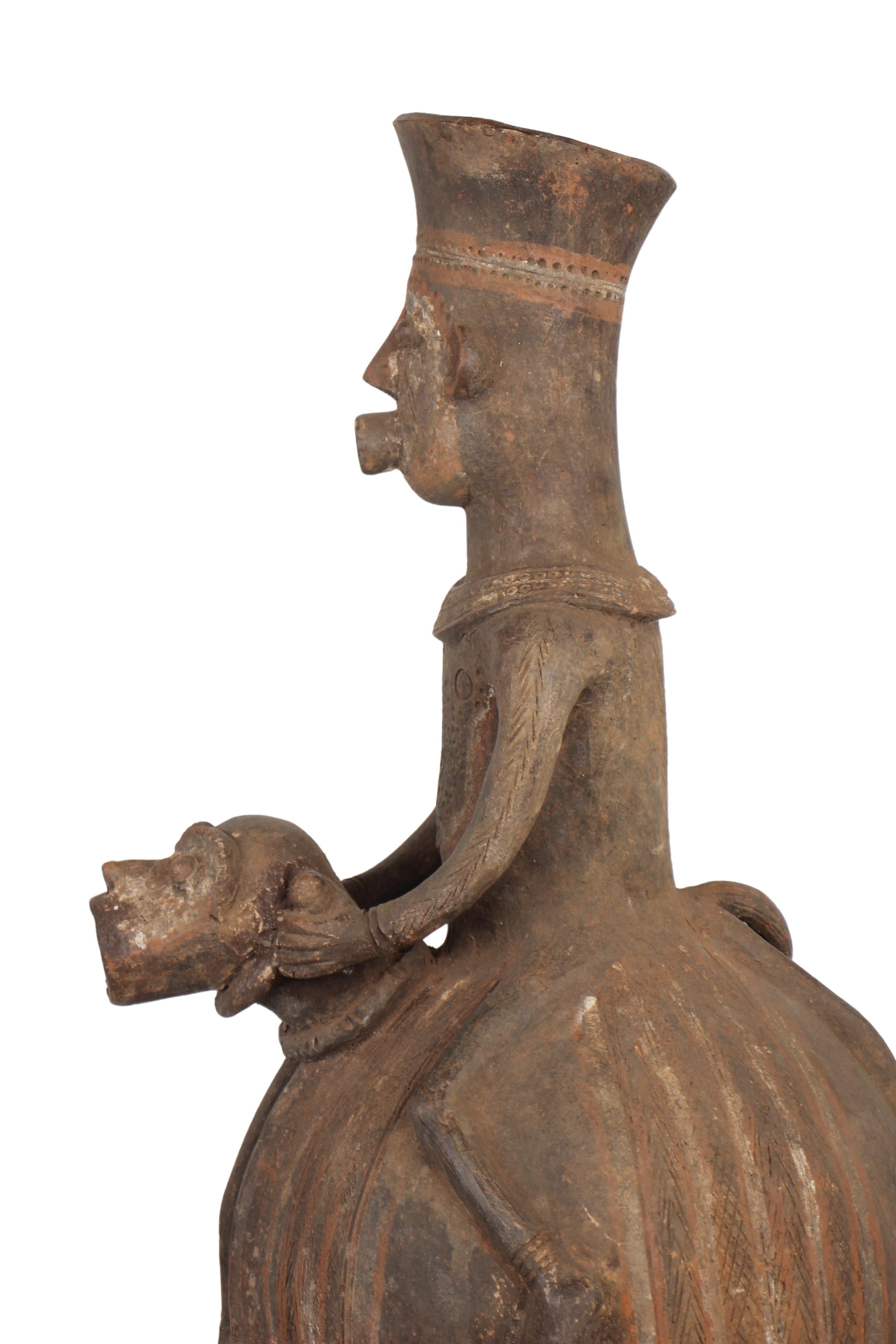 Mangbetu Terracotta Figures ~26.8" Tall (New 2024) - West African Artifacts