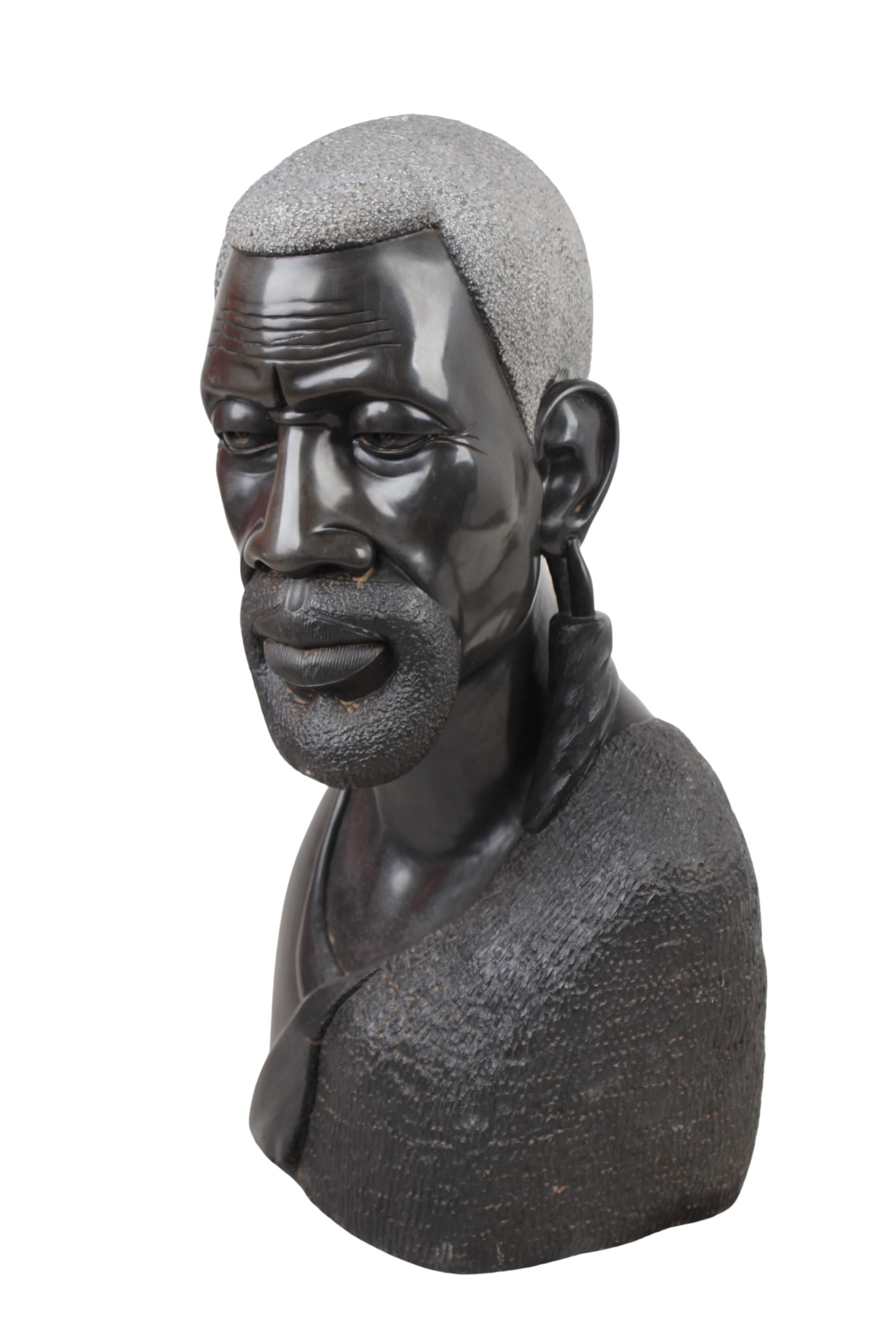 Shona Tribe Wonderstone Chief Bust ~24.8" Tall (New 2024) - Shona Stone