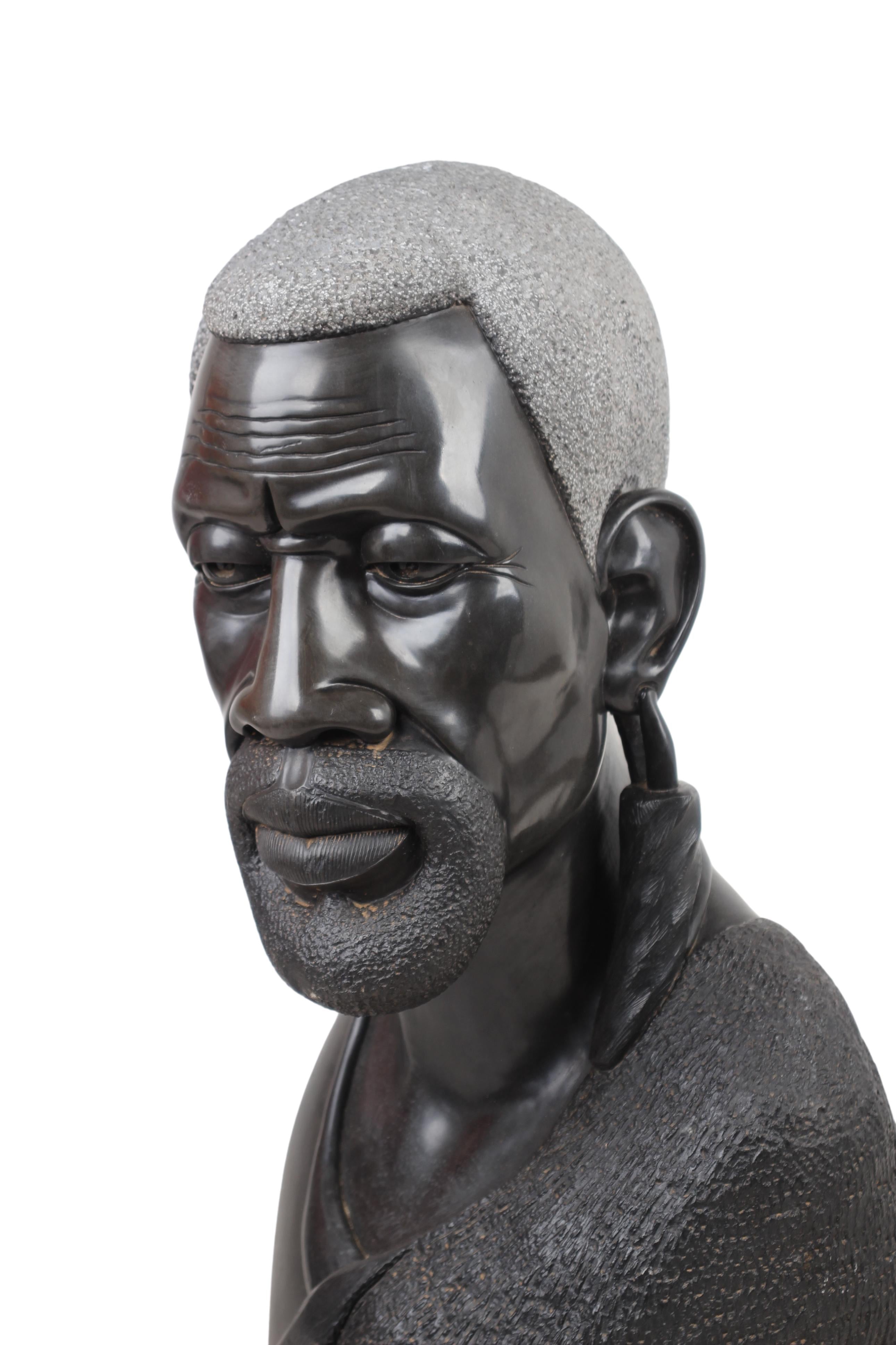 Shona Tribe Wonderstone Chief Bust ~24.8" Tall (New 2024) - Shona Stone