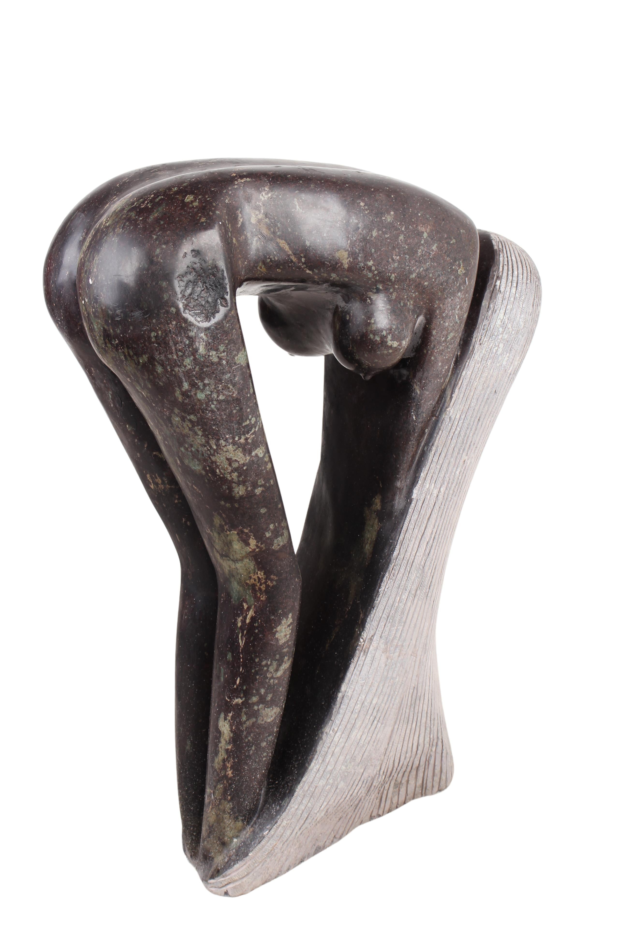 Shona Tribe Rapoko Stone Bathing lady ~27.6" Tall (New 2024) - Shona Stone