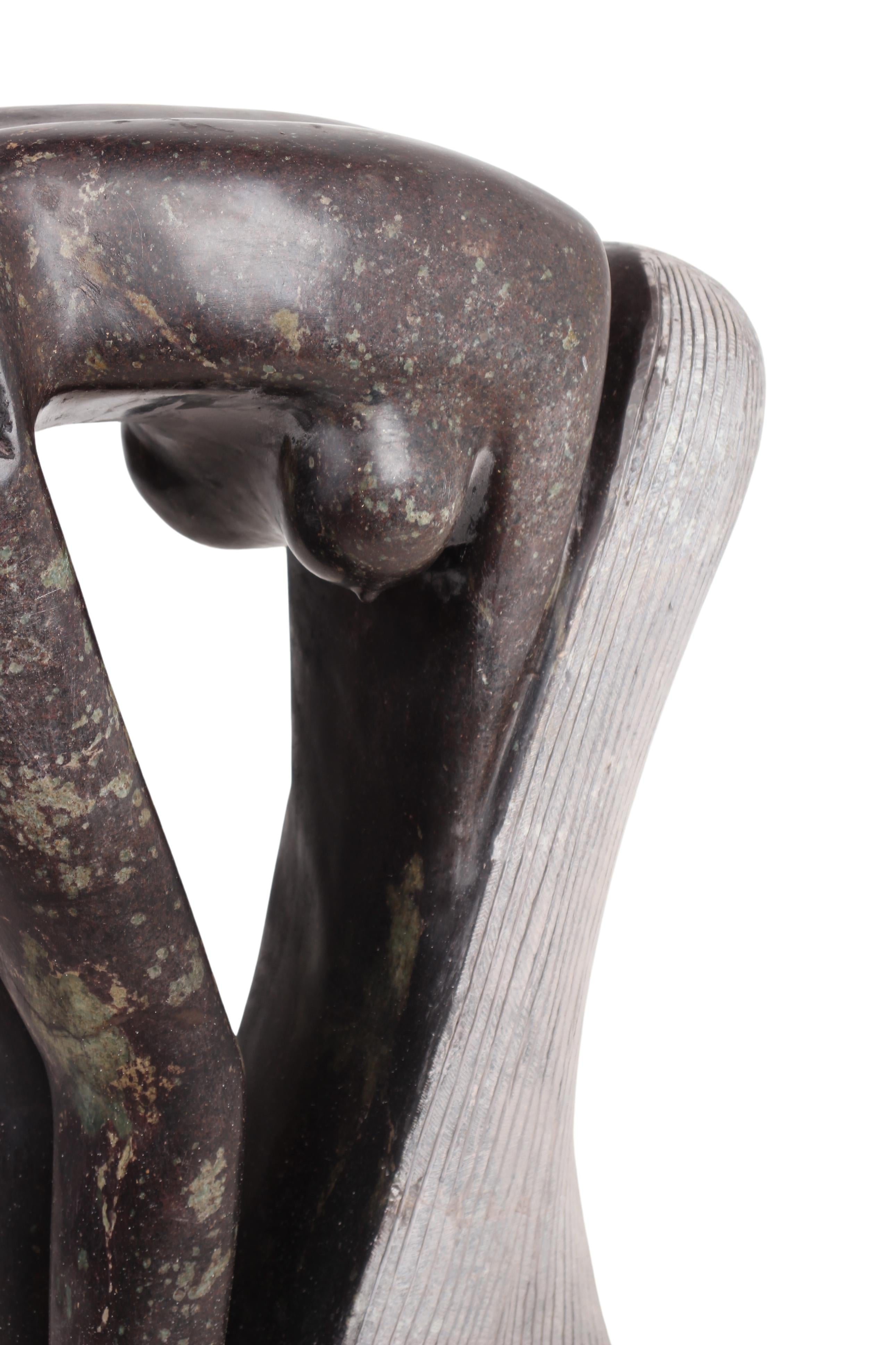 Shona Tribe Rapoko Stone Bathing lady ~27.6" Tall (New 2024) - Shona Stone