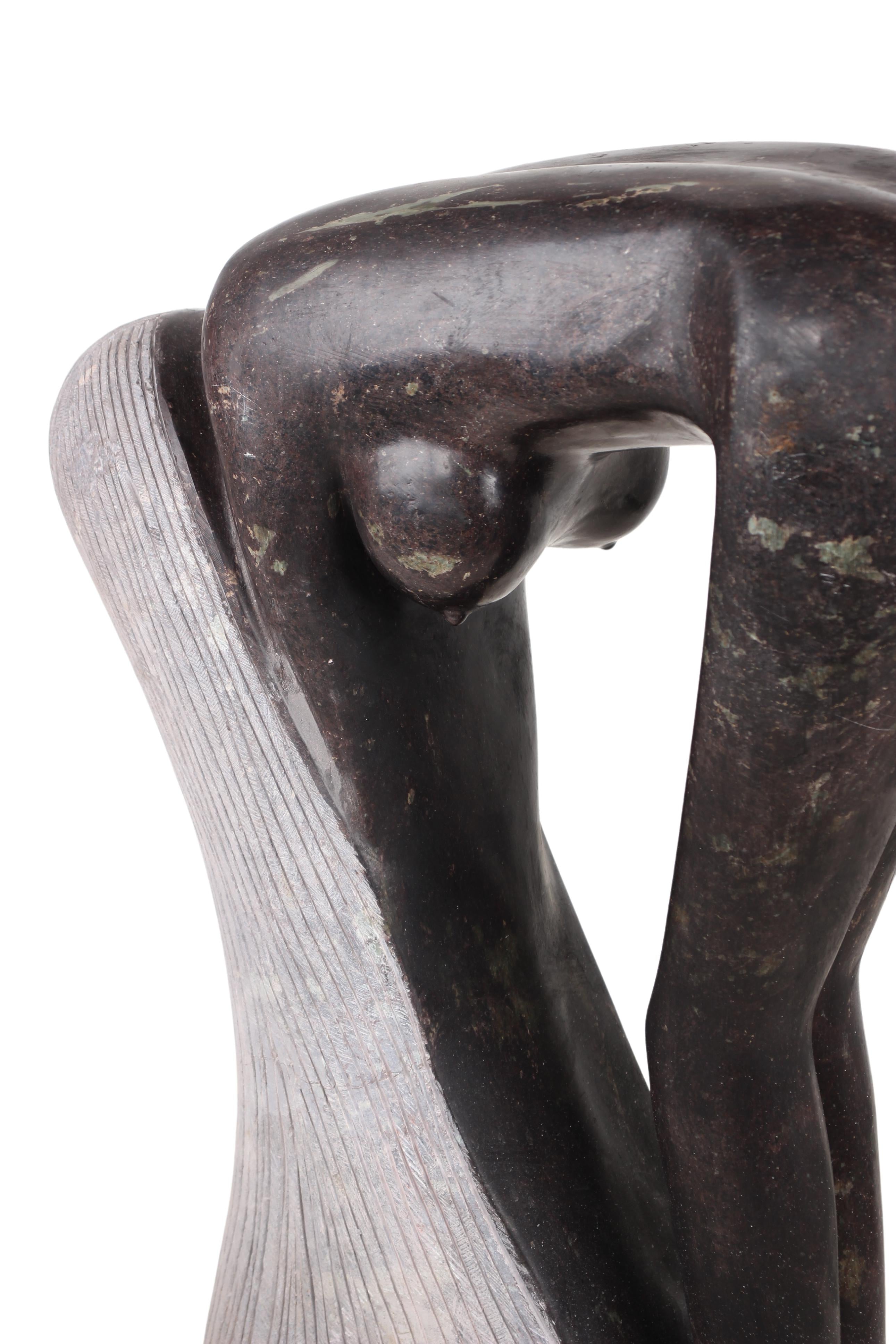 Shona Tribe Rapoko Stone Bathing lady ~27.6" Tall (New 2024) - Shona Stone