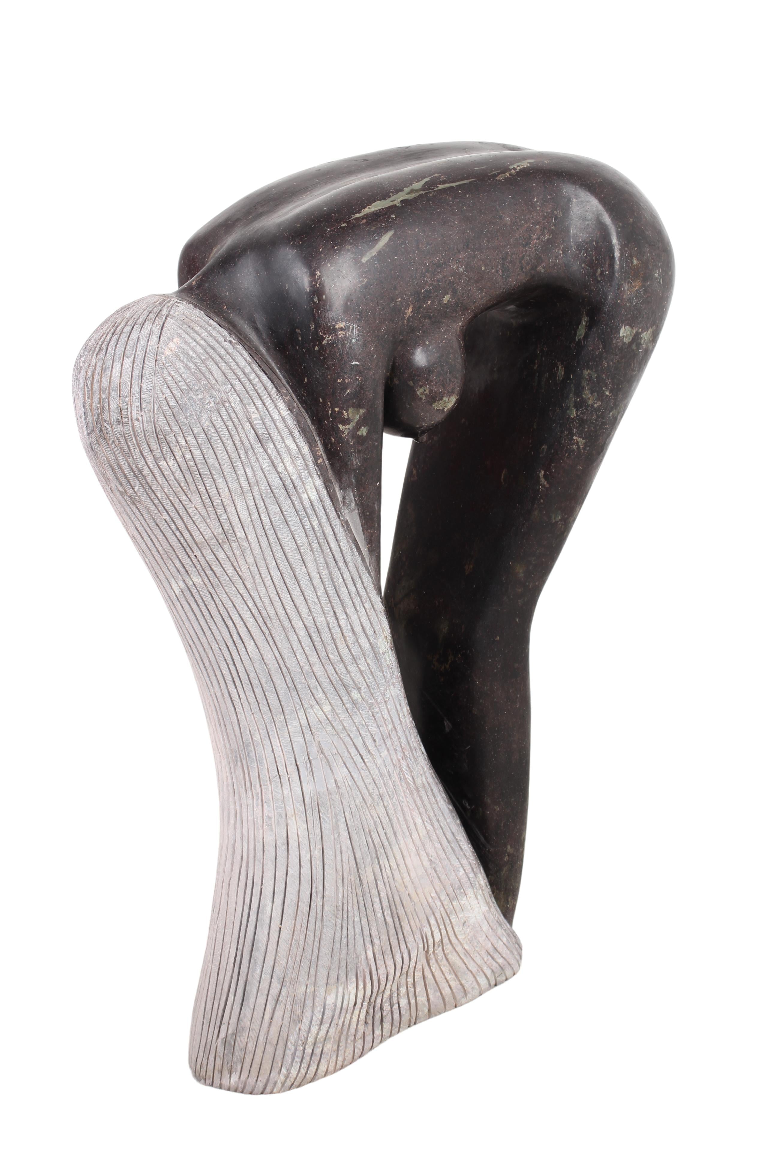 Shona Tribe Rapoko Stone Bathing lady ~27.6" Tall (New 2024) - Shona Stone