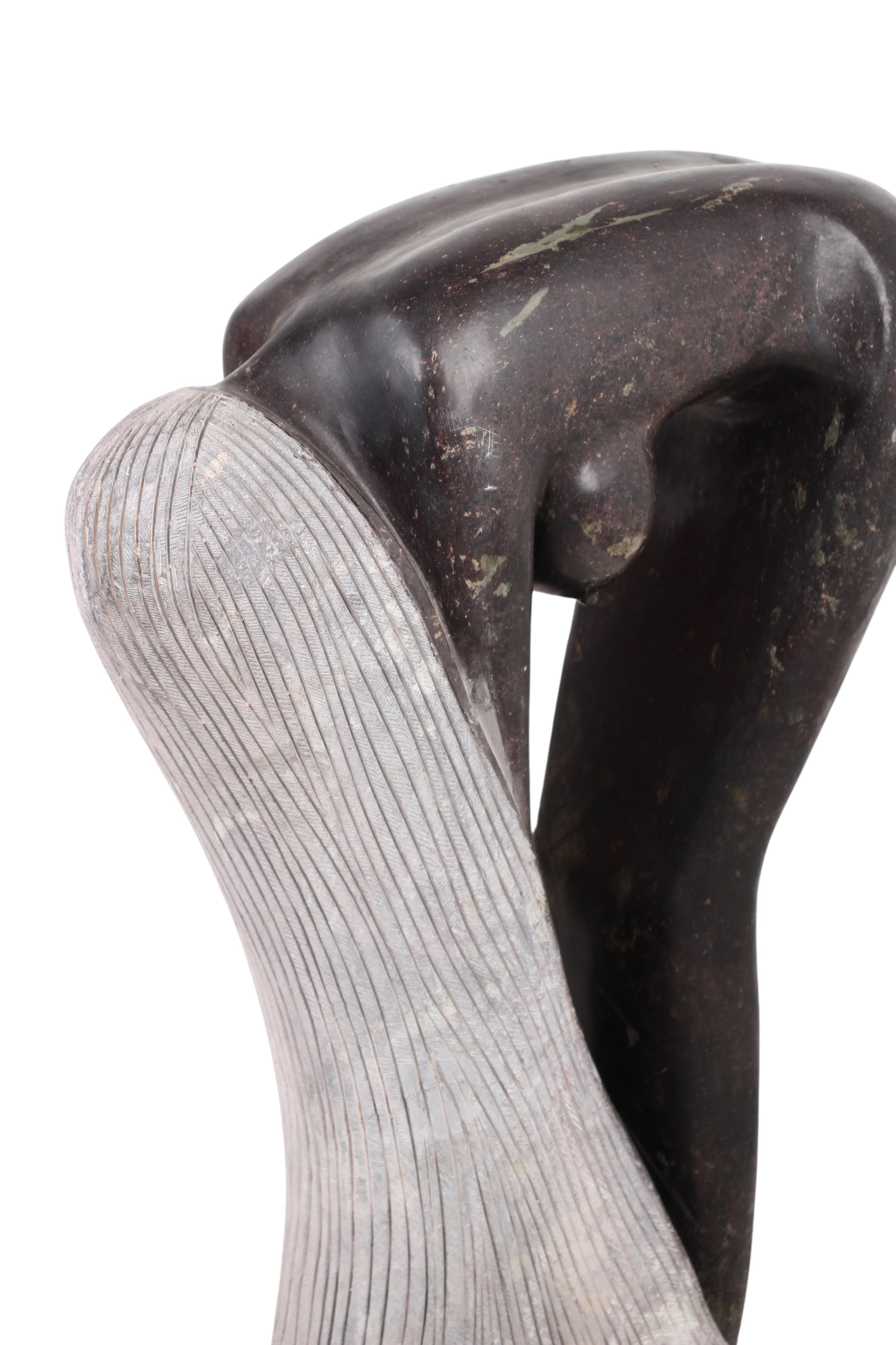 Shona Tribe Rapoko Stone Bathing lady ~27.6" Tall (New 2024) - Shona Stone