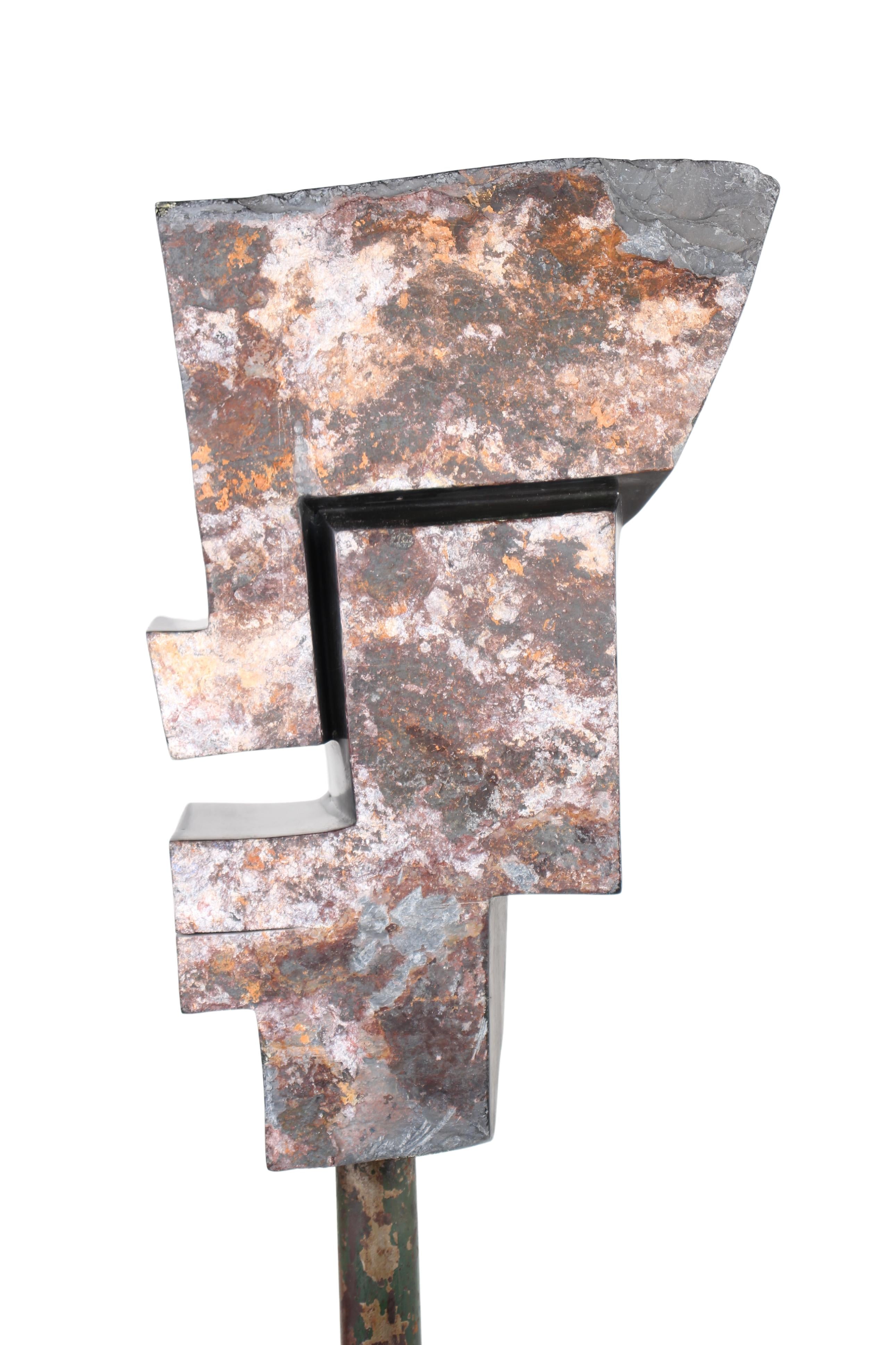 Shona Tribe Wonderstone Cubist Face Sculpture ~46.5" Tall (New 2024) - Shona Stone