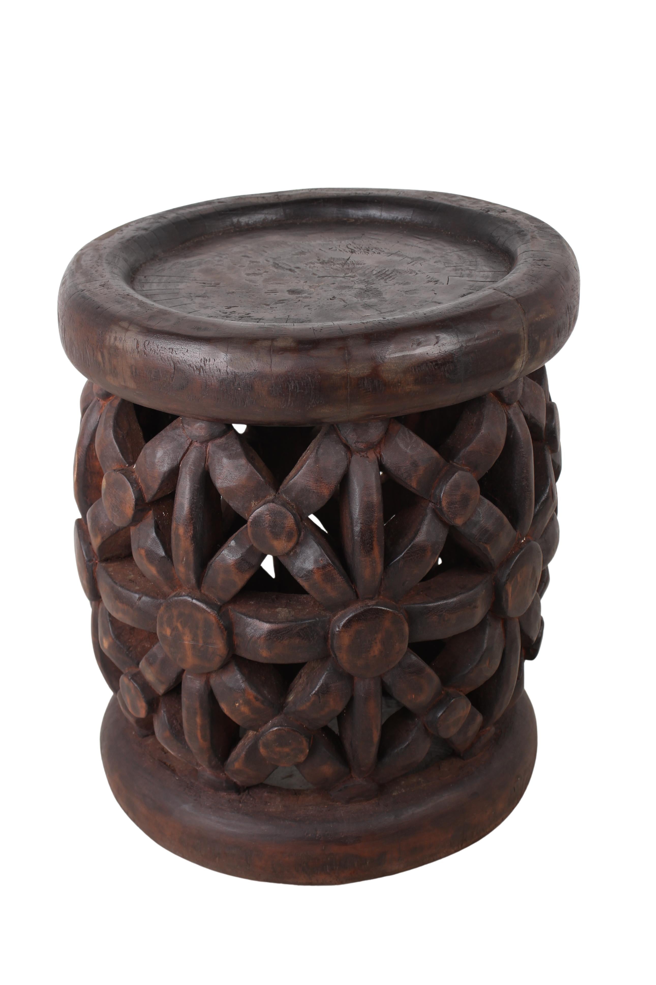 Bamileke Tribe Wooden Stool ~18.5" Tall (New 2024)