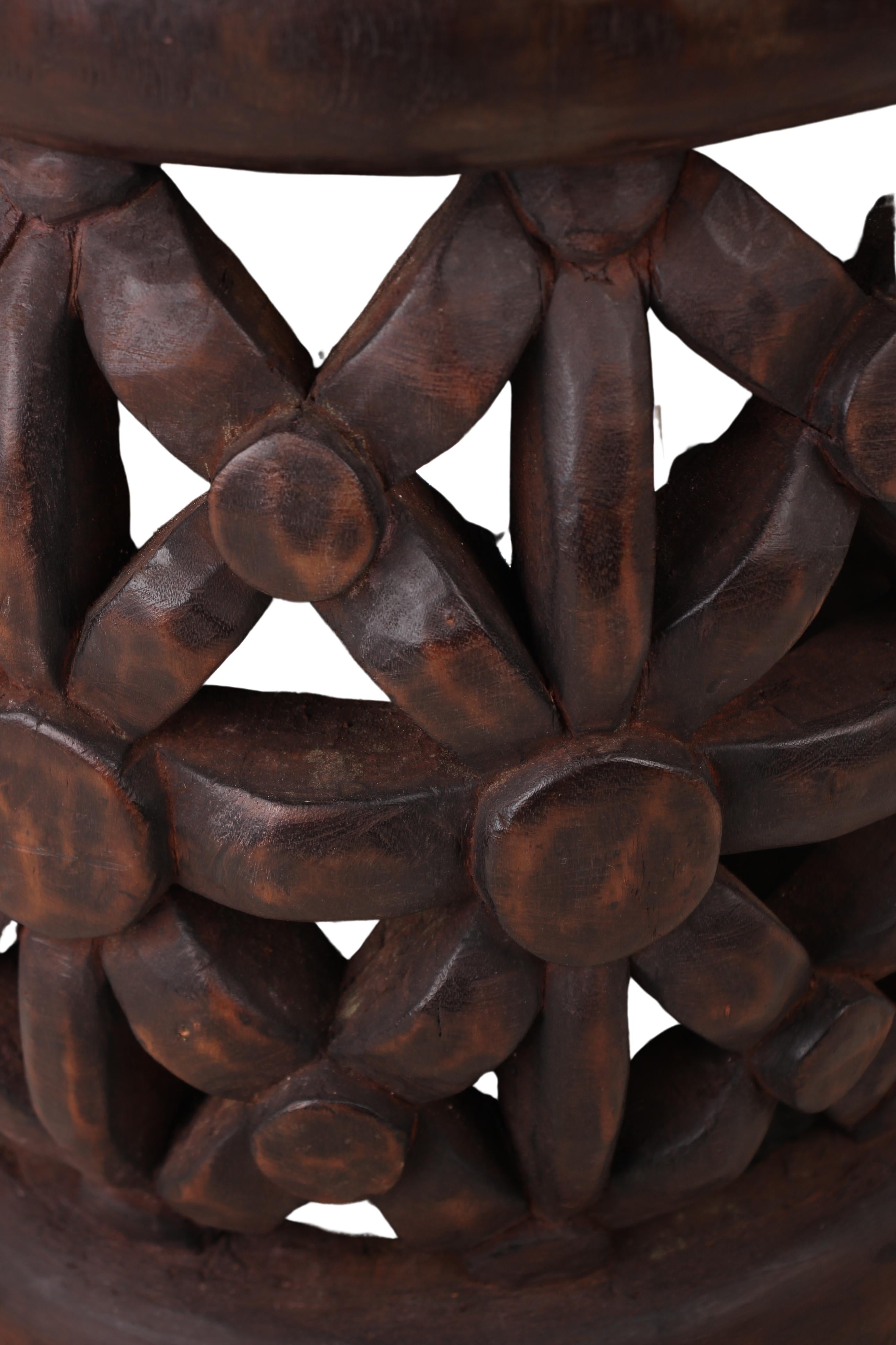 Bamileke Tribe Wooden Stool ~18.5" Tall (New 2024) - West African Artifacts