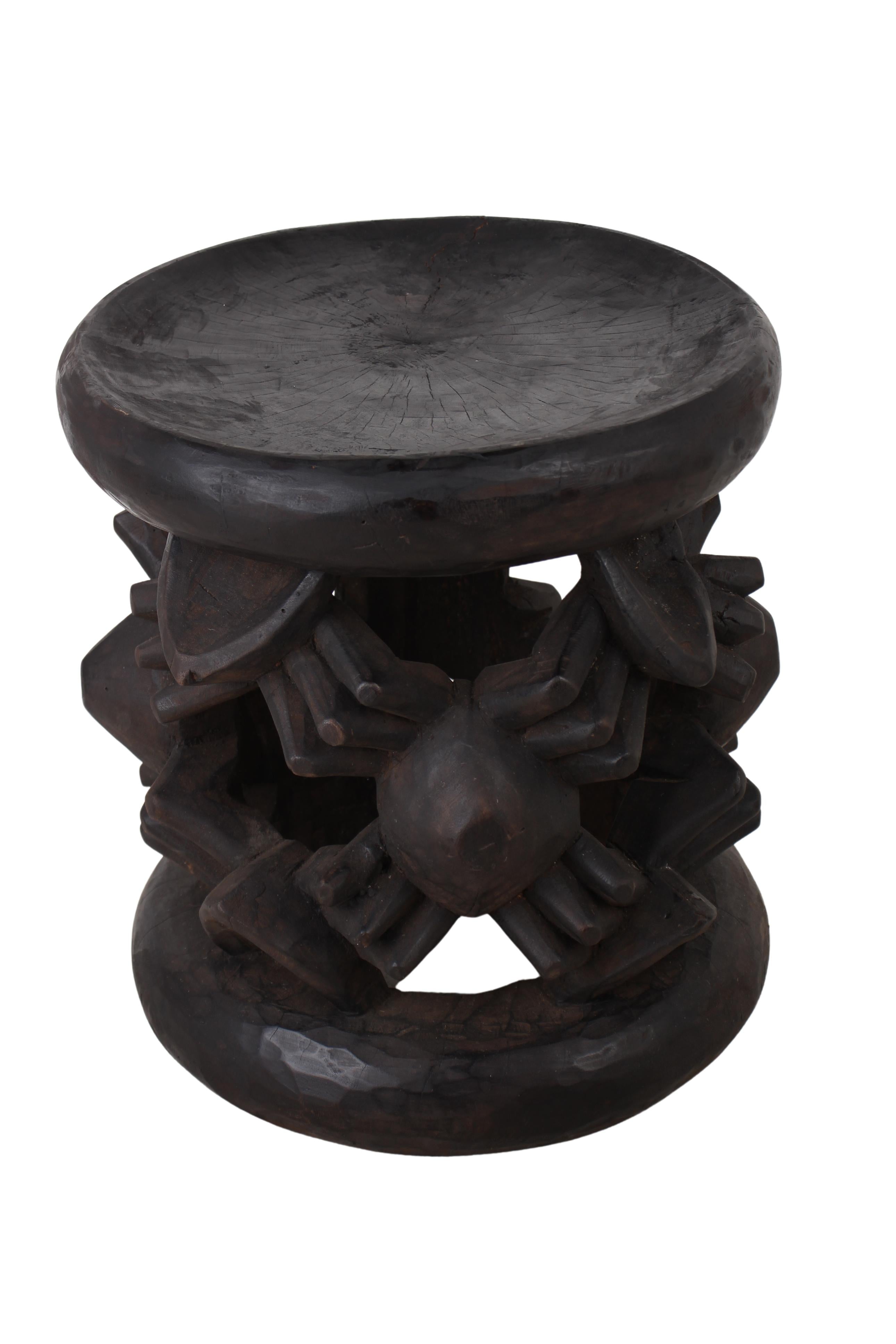 Bamileke Tribe Wooden Stool ~15.7" Tall (New 2024)