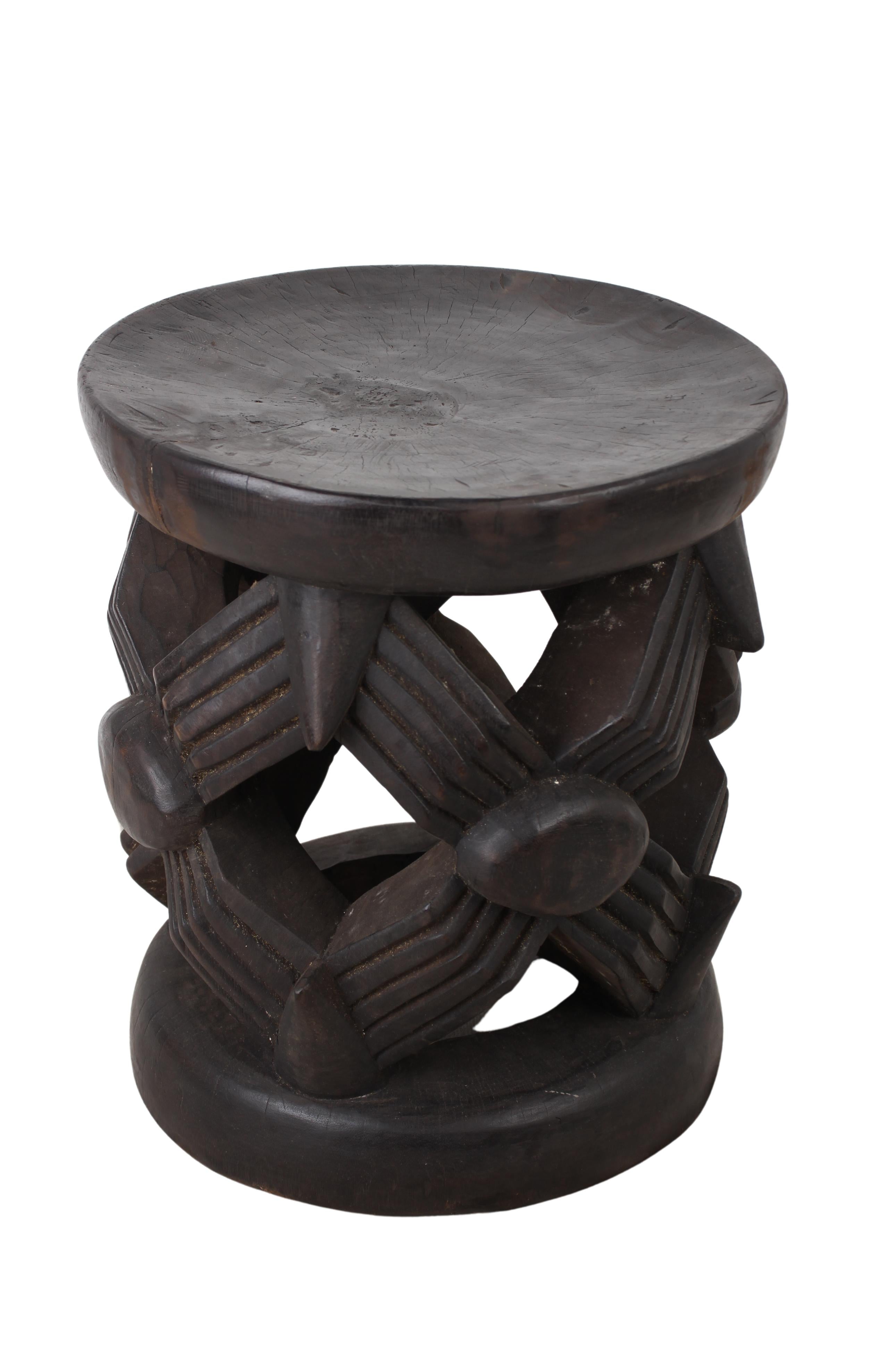 Bamileke Tribe Wooden Stool ~18.5" Tall (New 2024)