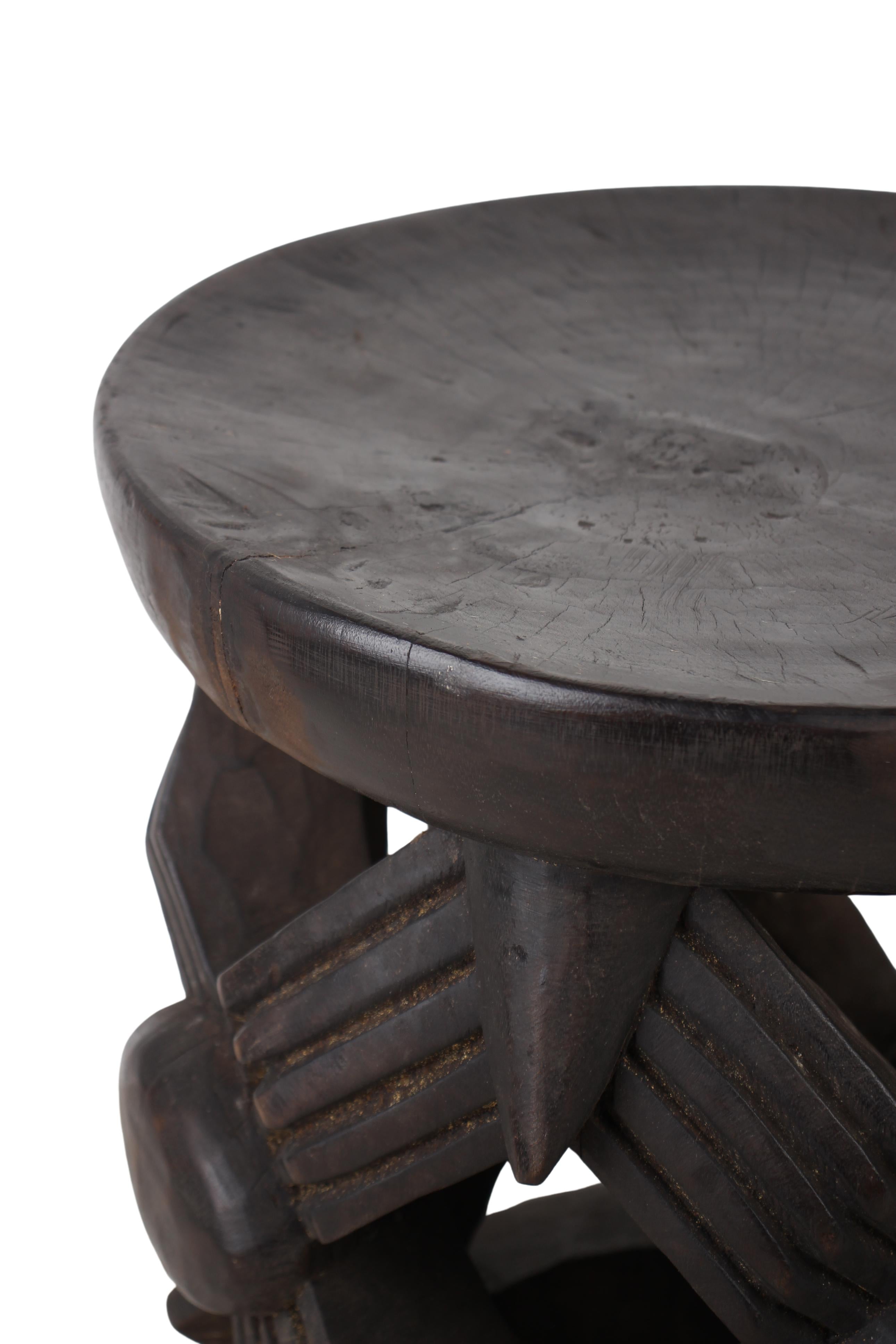 Bamileke Tribe Wooden Stool ~18.5" Tall (New 2024)