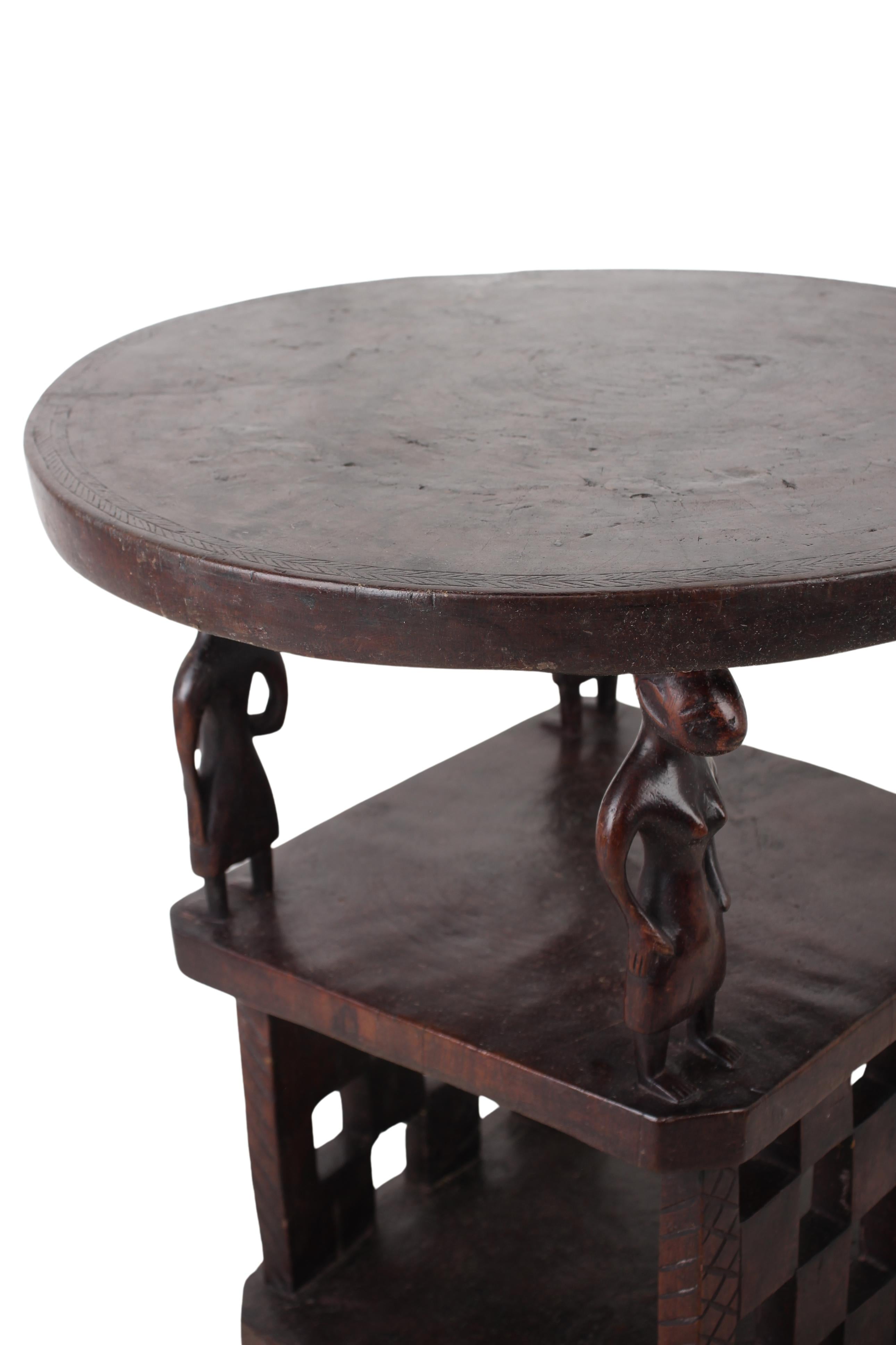 Bamileke Tribe Wooden Table ~21.1" Tall (New 2024)