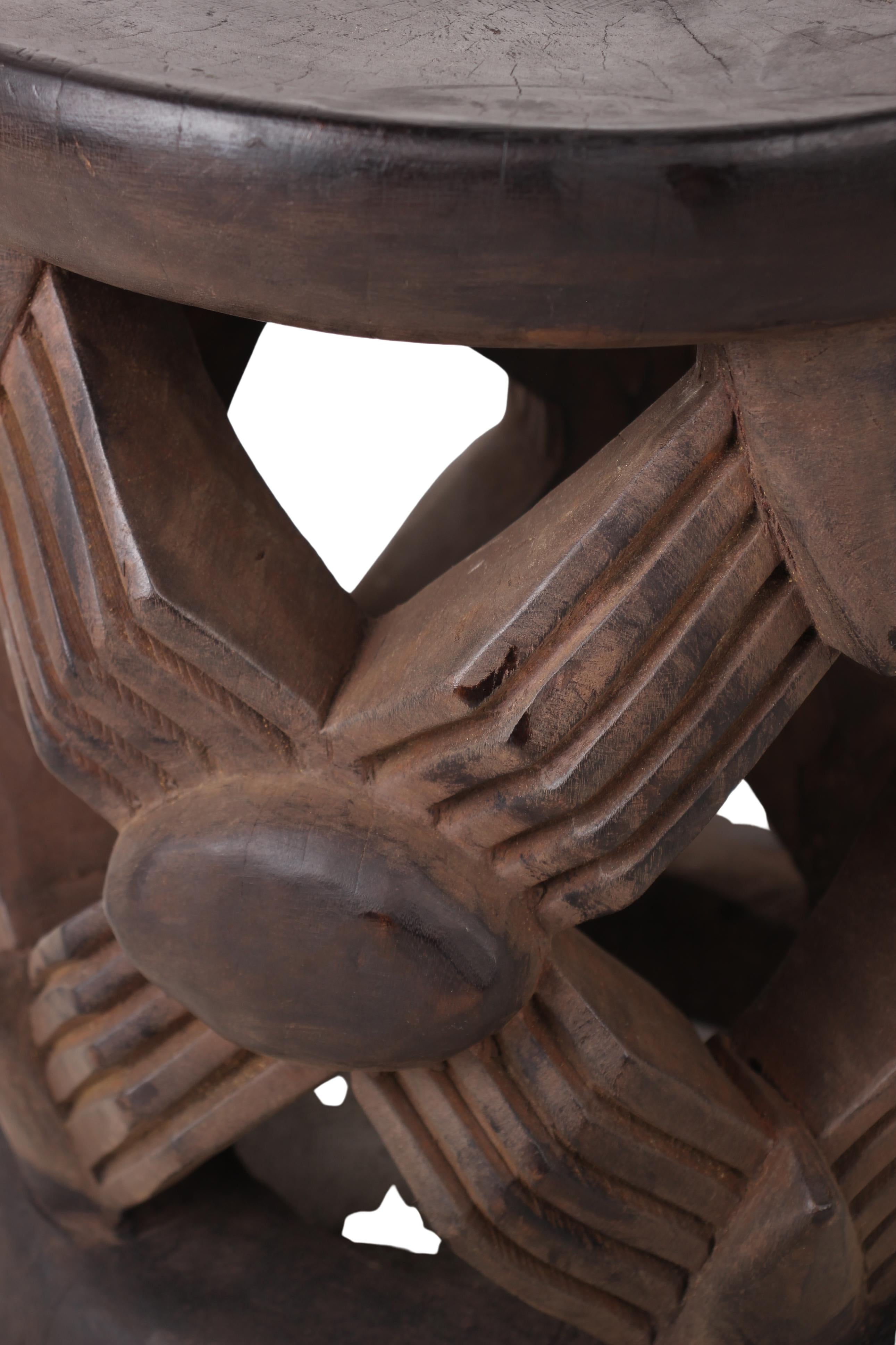 Bamileke Tribe Wooden Stool ~17.5" Tall (New 2024) - West African Artifacts