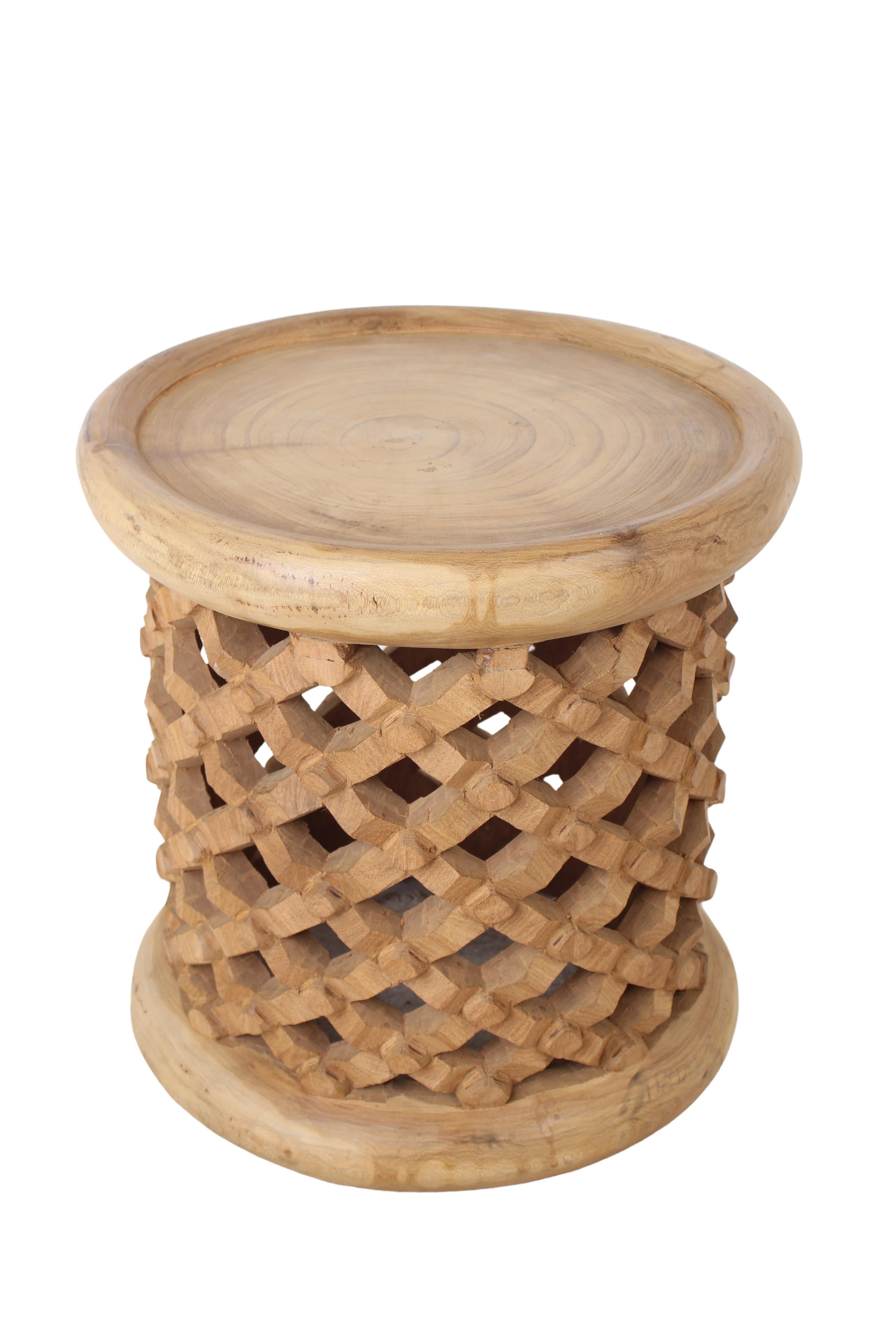 Bamileke Tribe Wooden Stool ~15.7" Tall (New 2024)