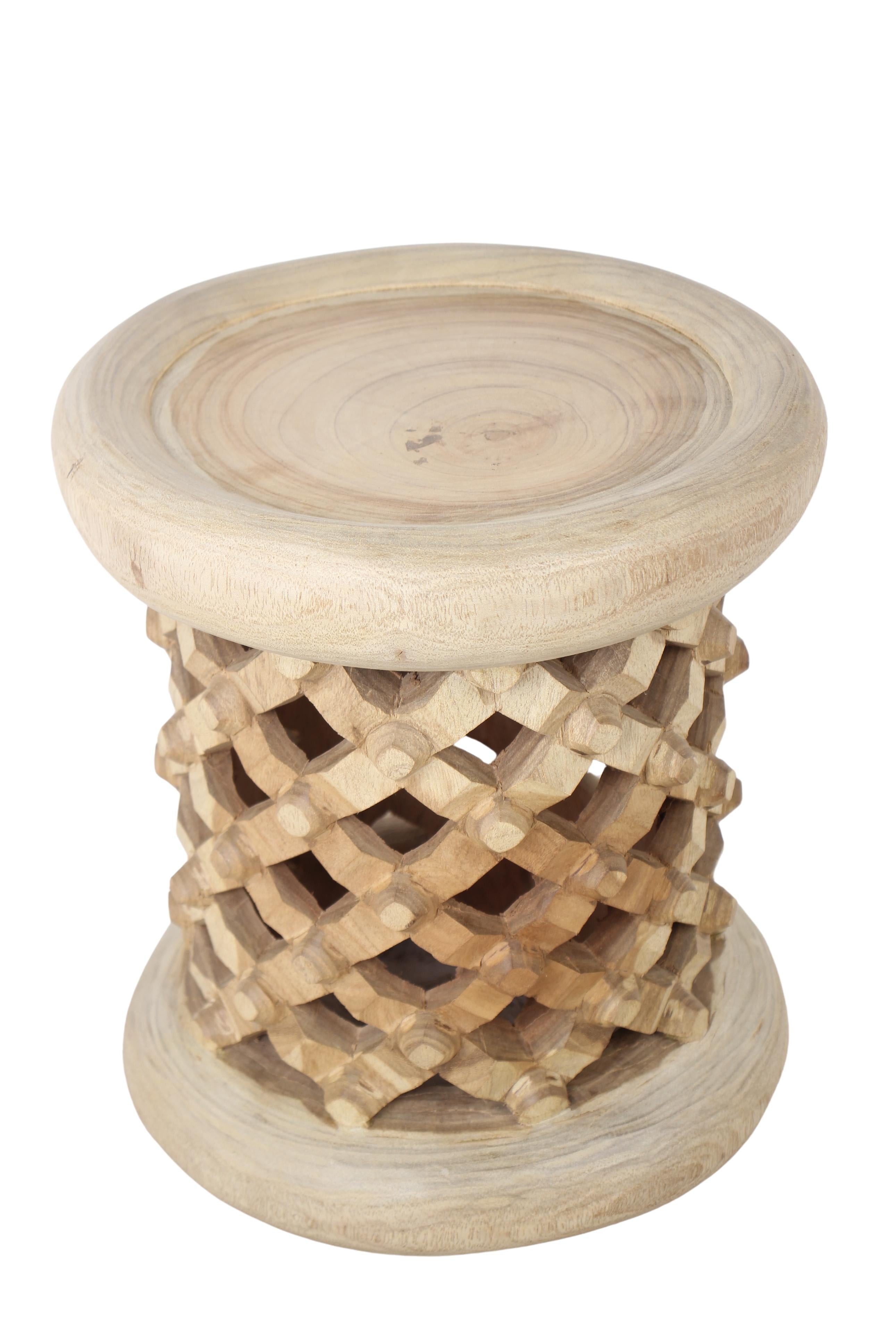 Bamileke Tribe Wooden Stool ~14.4" Tall (New 2024)