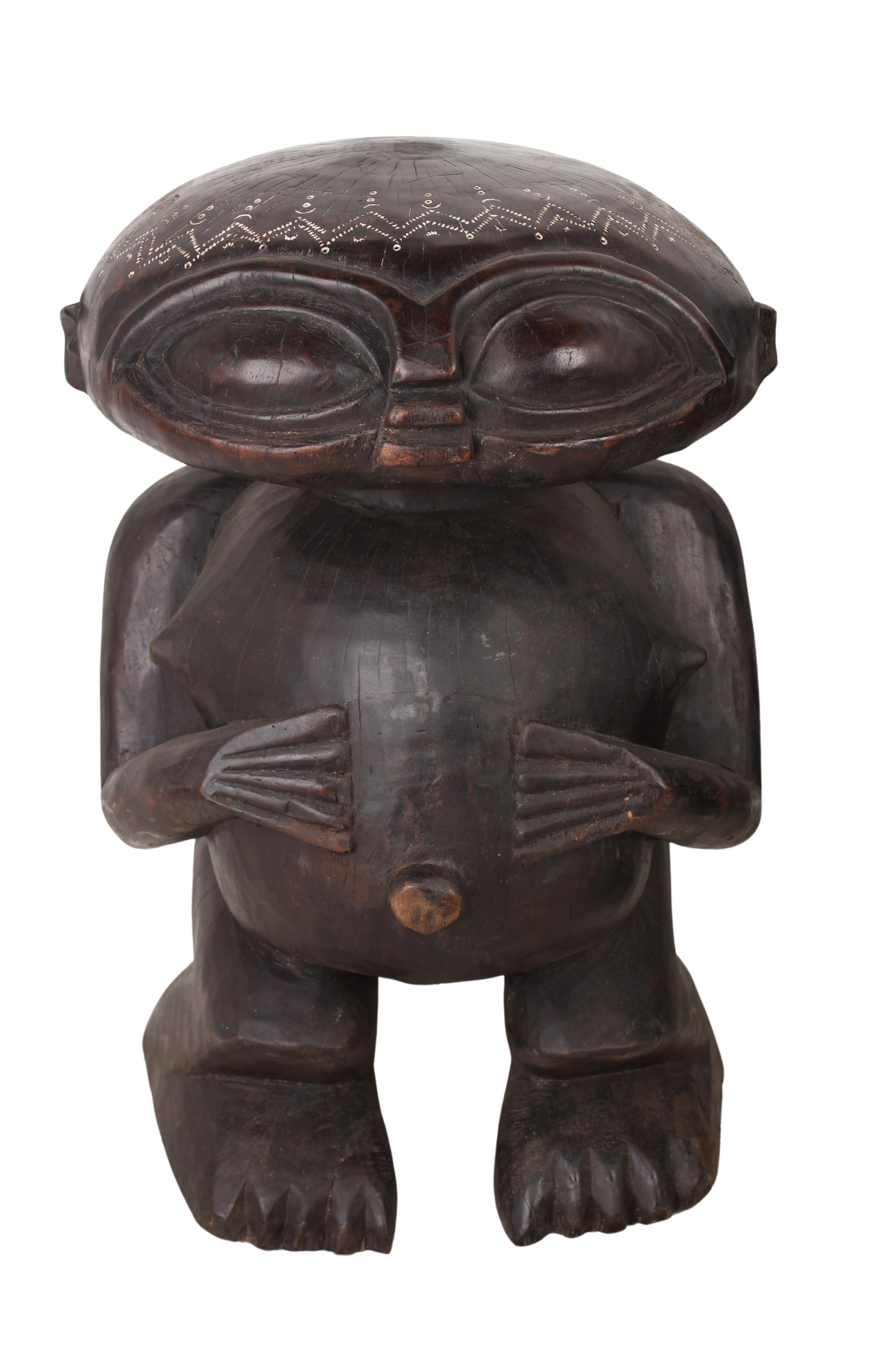 Pygmy Tribe Twa Couple Statues ~23.2" Tall (New 2024) - West African Artifacts