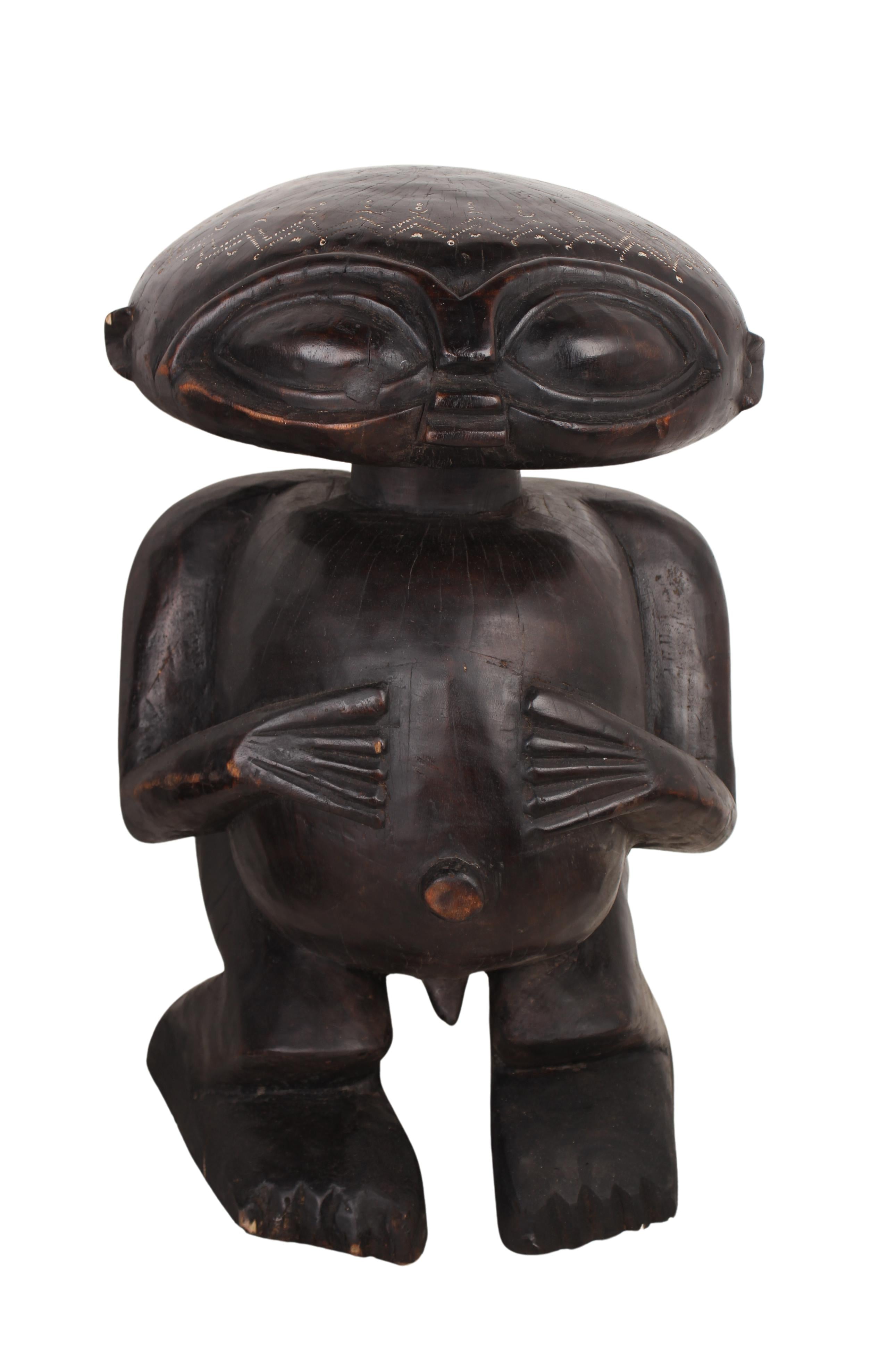 Pygmy Tribe Twa Couple Statues ~23.2" Tall (New 2024) - West African Artifacts