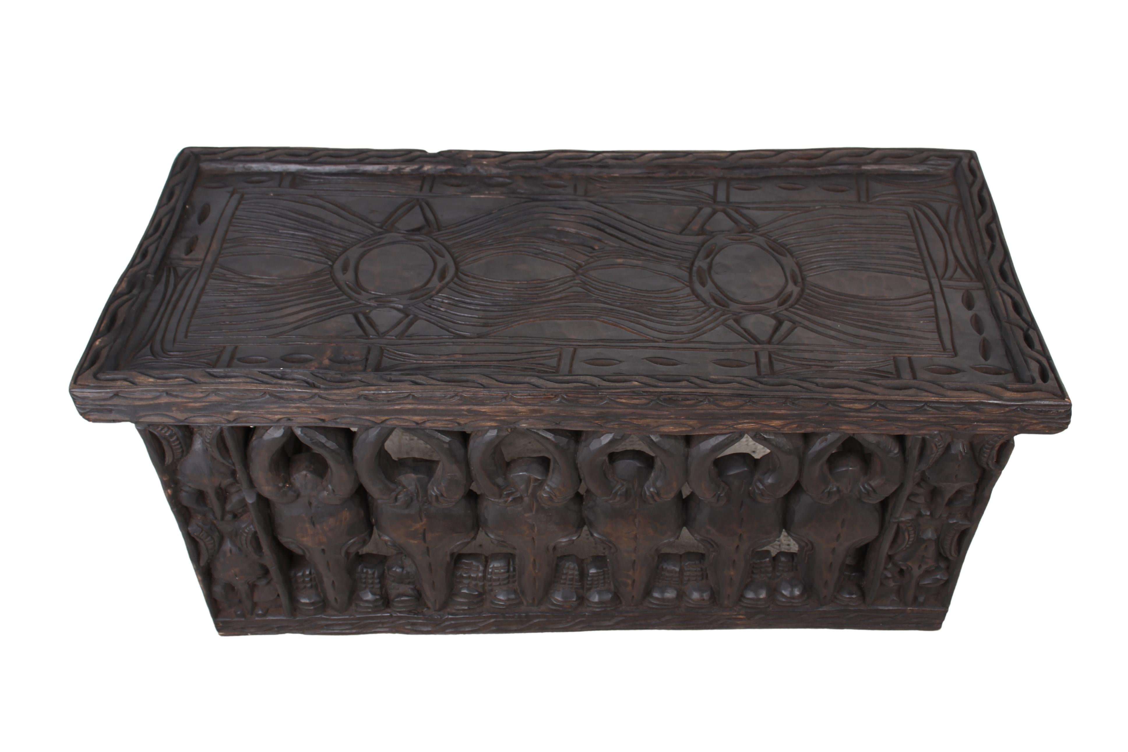 Bamileke Tribe Wooden Bed ~16.1" Tall (New 2024) - Sculpture & Statuary