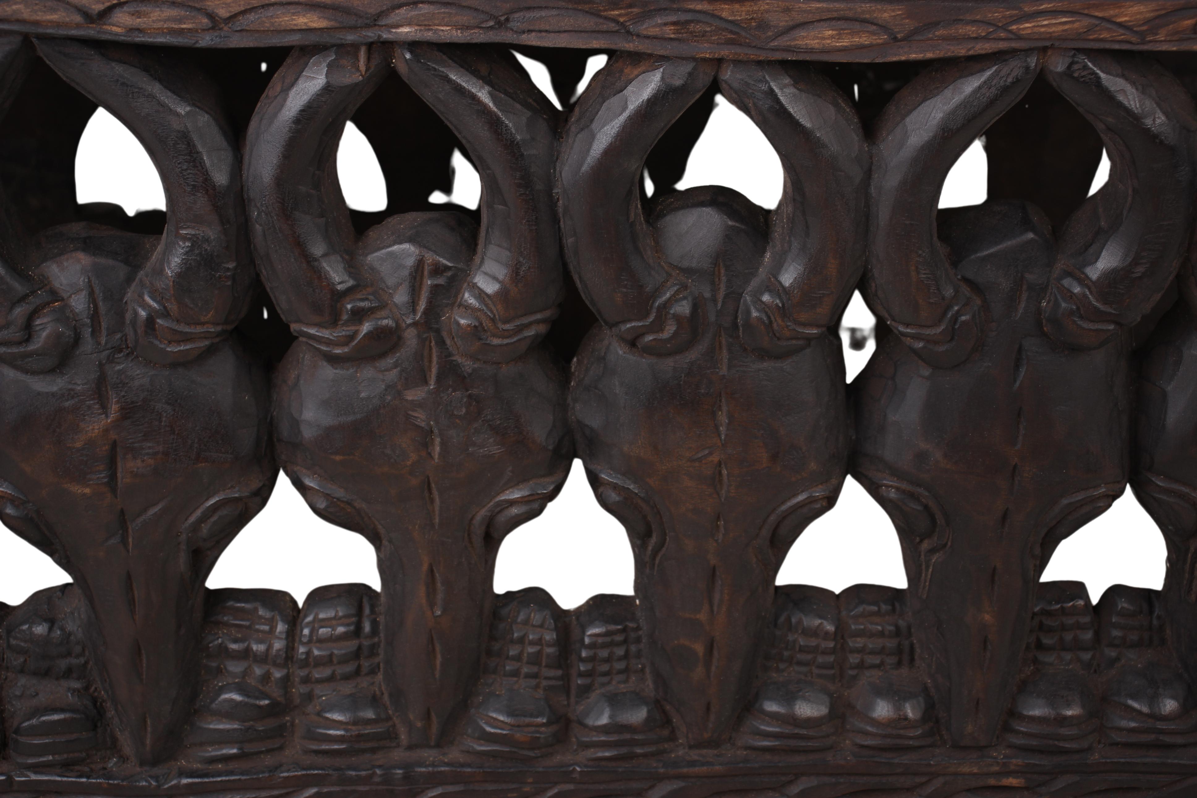 Bamileke Tribe Wooden Bed ~16.1" Tall (New 2024) - Sculpture & Statuary