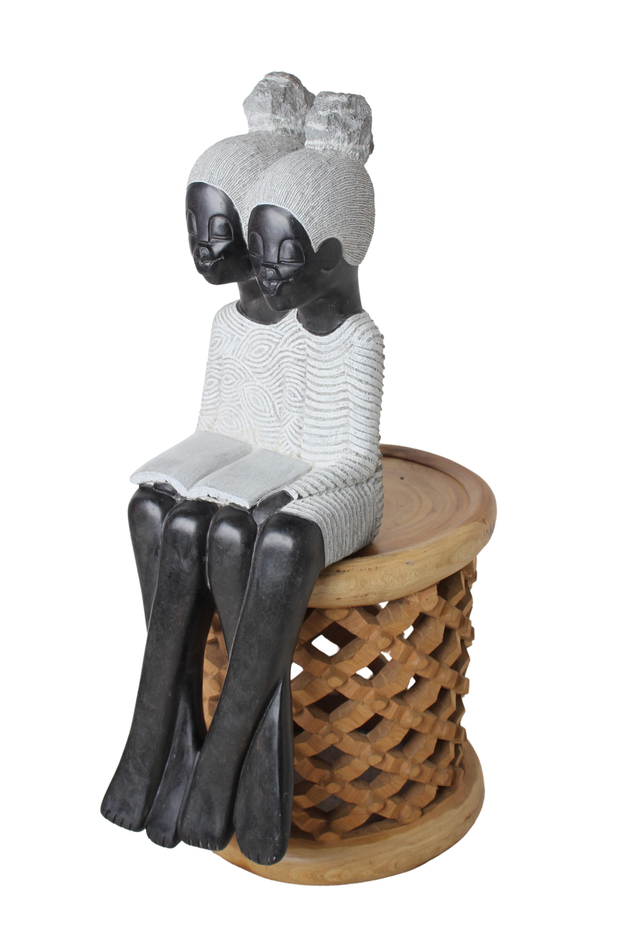Shona Tribe Springstone Book Readers ~30.7" Tall (New 2024) - Shona Stone