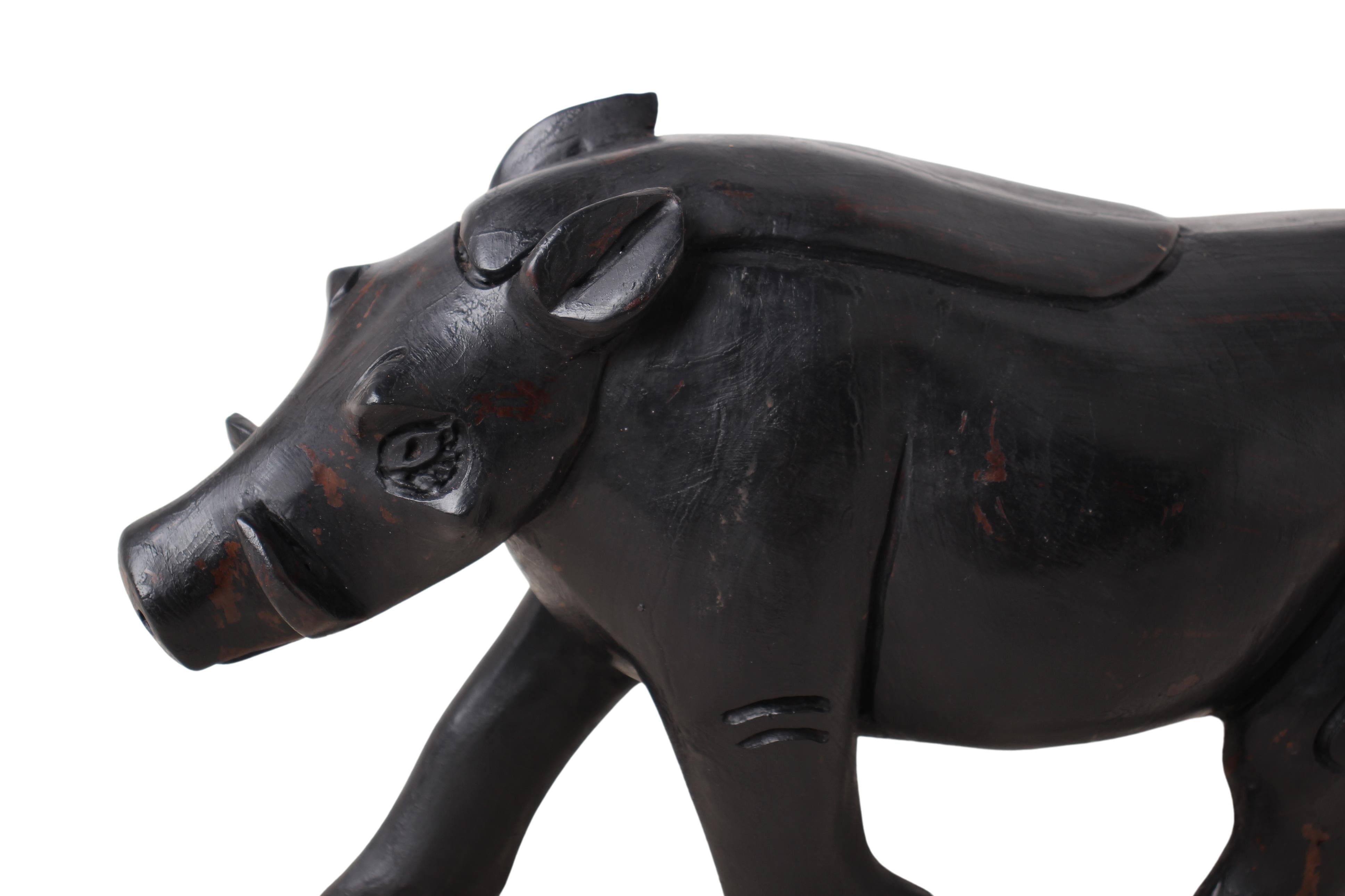 Chichewa Tribe Wooden Warthog ~9.1" Tall (New 2024) - Wooden and Basket Artifacts