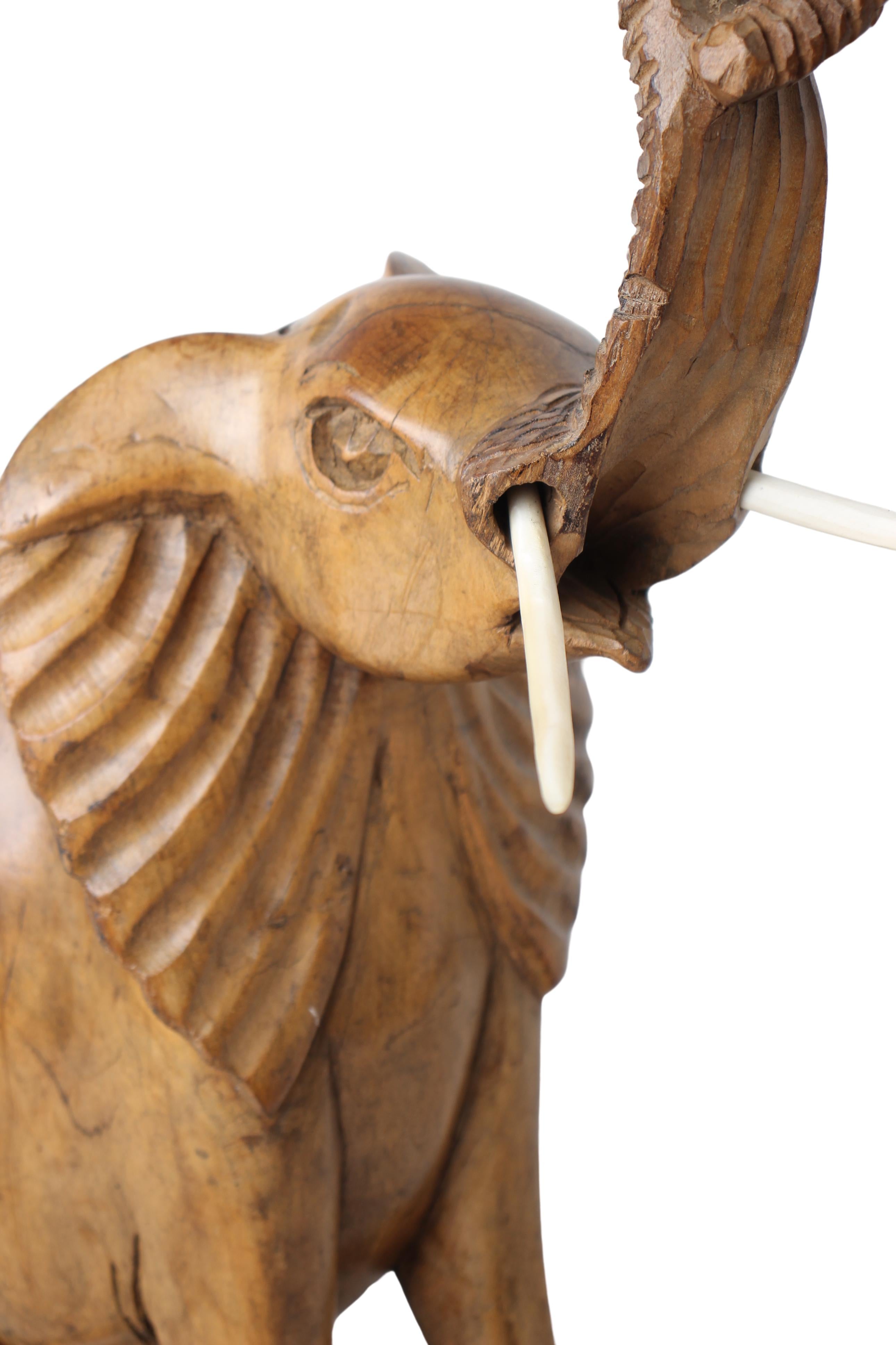 Chichewa Tribe Wooden Elephant ~26.8" Tall (New 2024) - Wooden and Basket Artifacts