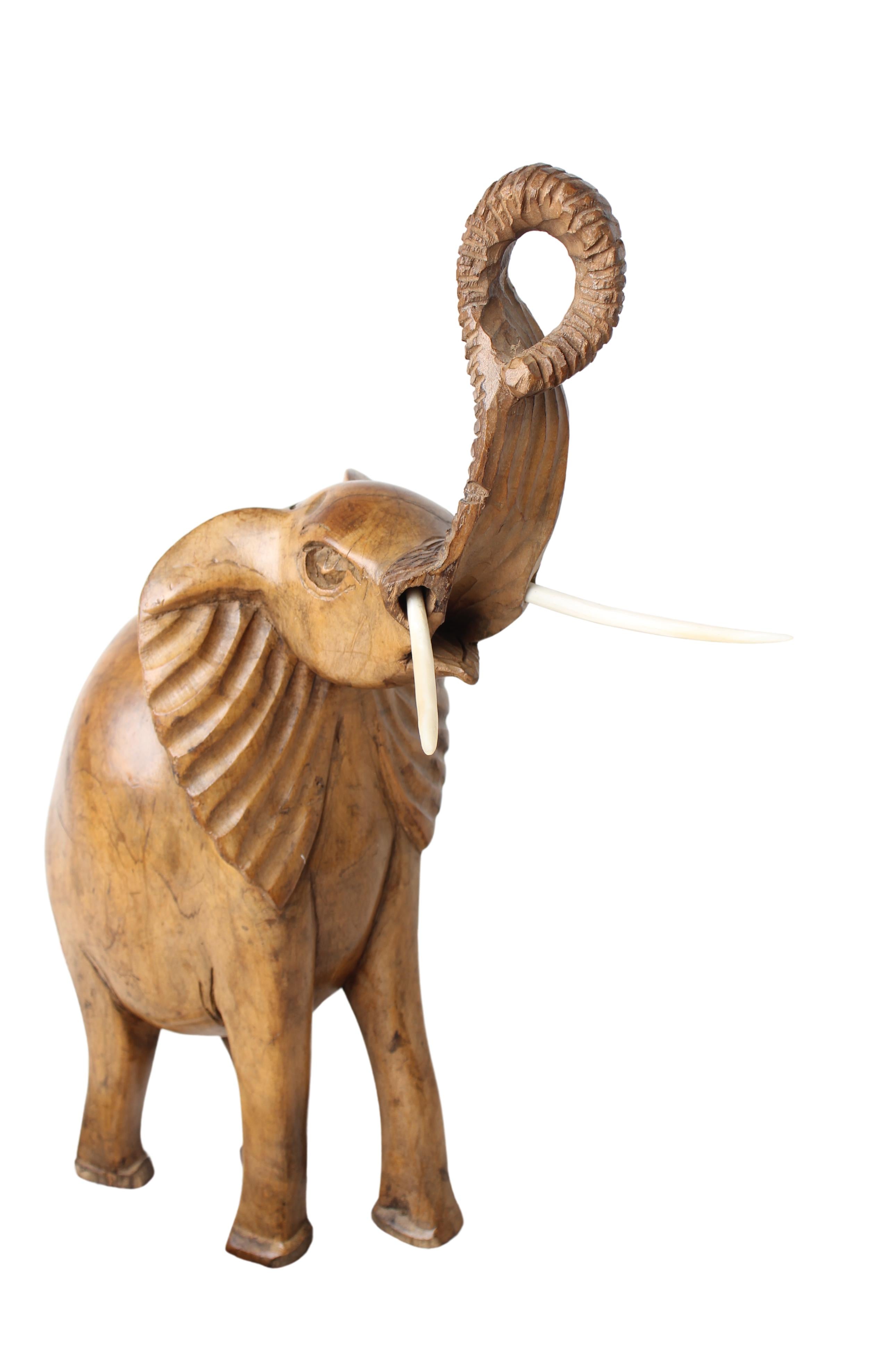 Chichewa Tribe Wooden Elephant ~26.8" Tall (New 2024) - Wooden and Basket Artifacts