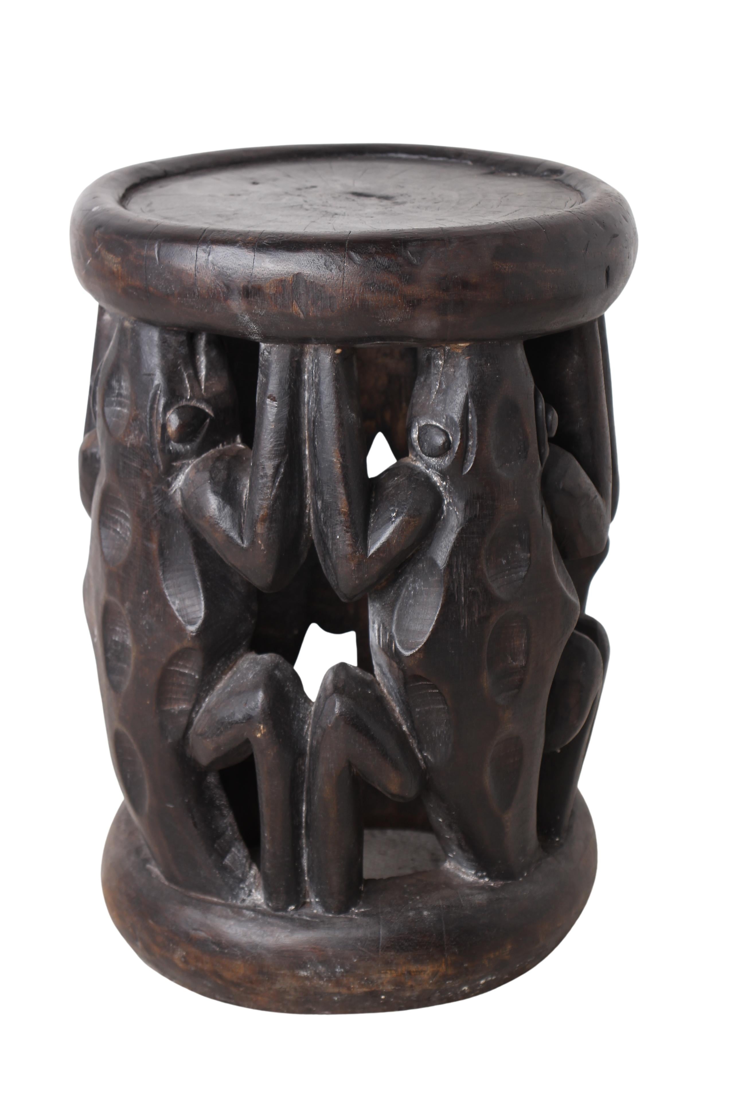Bamileke Tribe Wooden Chair ~15.7" Tall (New 2024)