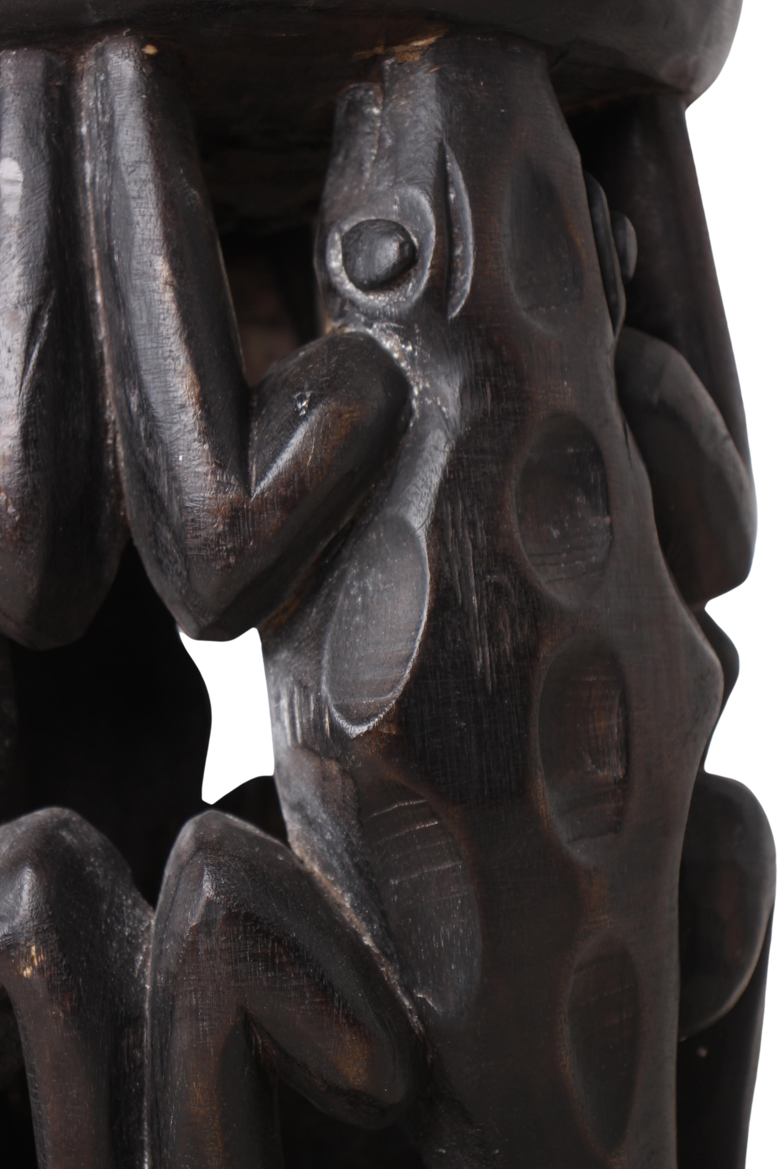 Bamileke Tribe Wooden Chair ~15.7" Tall (New 2024)