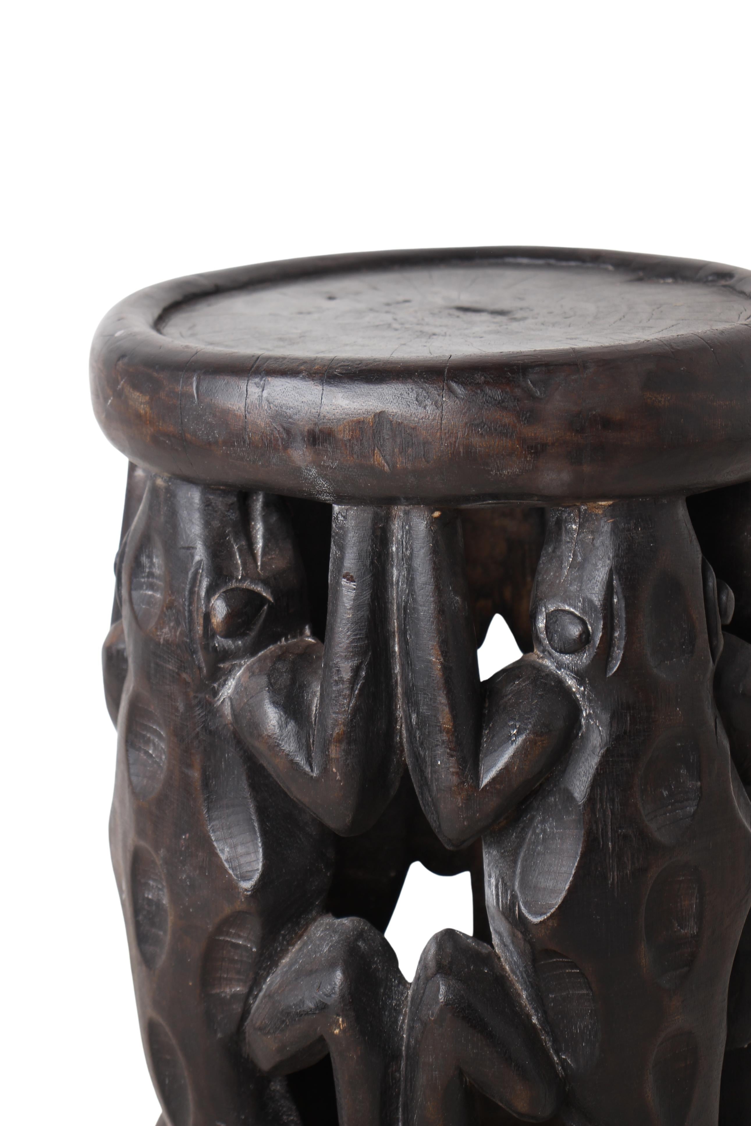 Bamileke Tribe Wooden Chair ~15.7" Tall (New 2024) - West African Artifacts