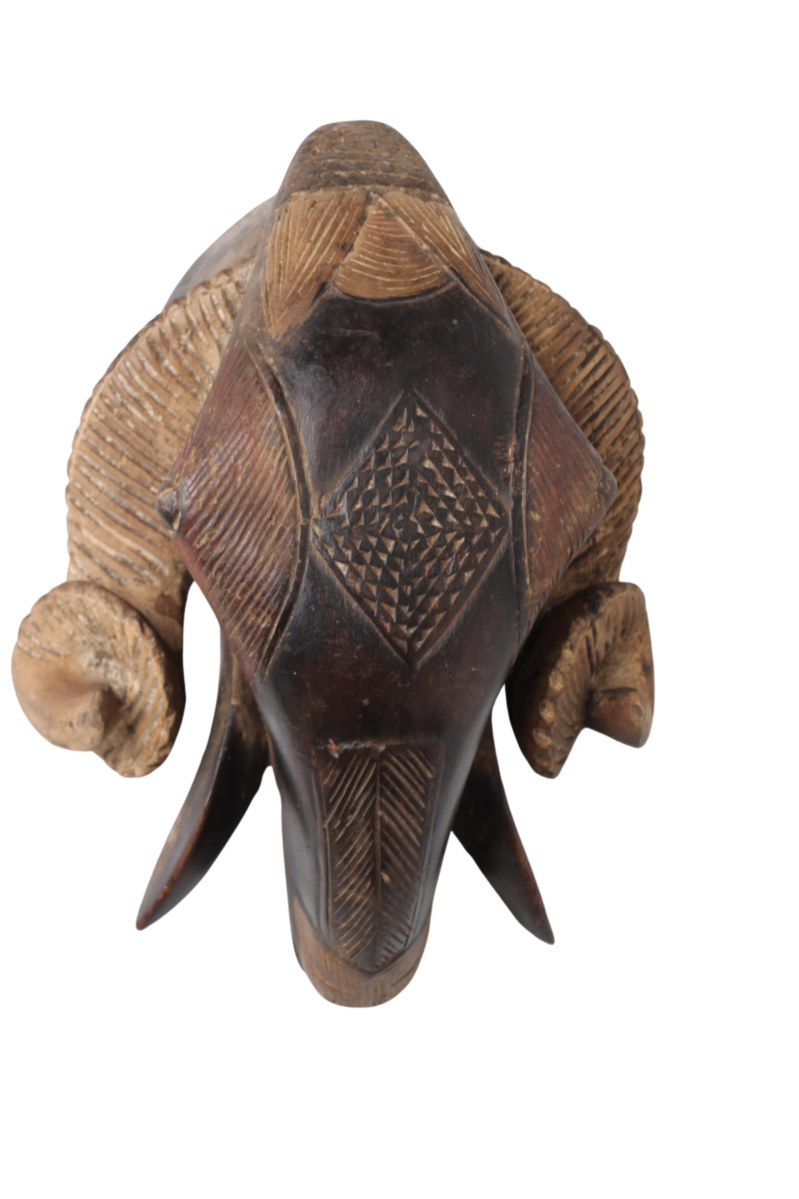 Baule Tribe Ram Mask ~17.7" Tall (New 2024)