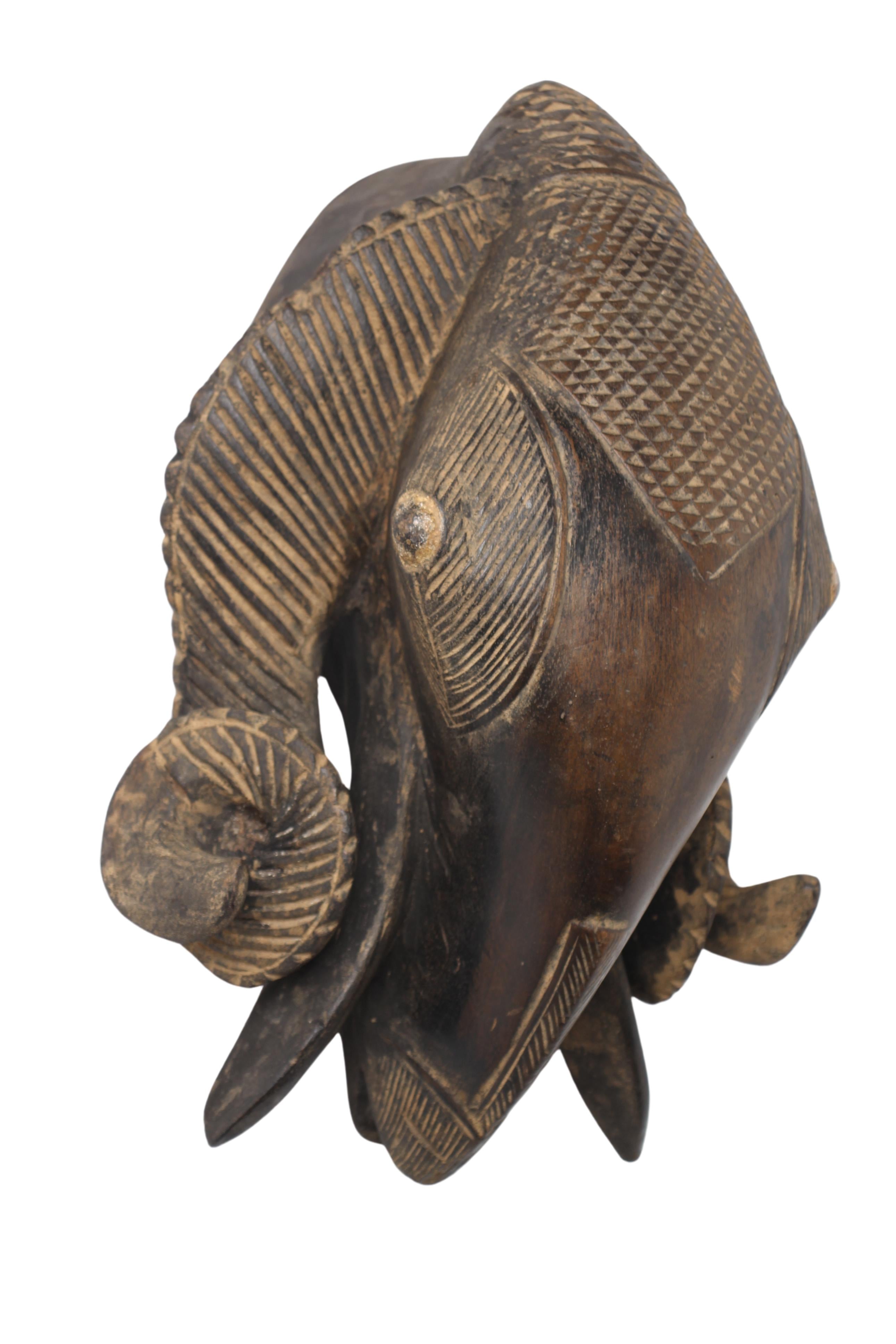 Baule Tribe Ram Mask ~17.3" Tall (New 2024) - West African Artifacts