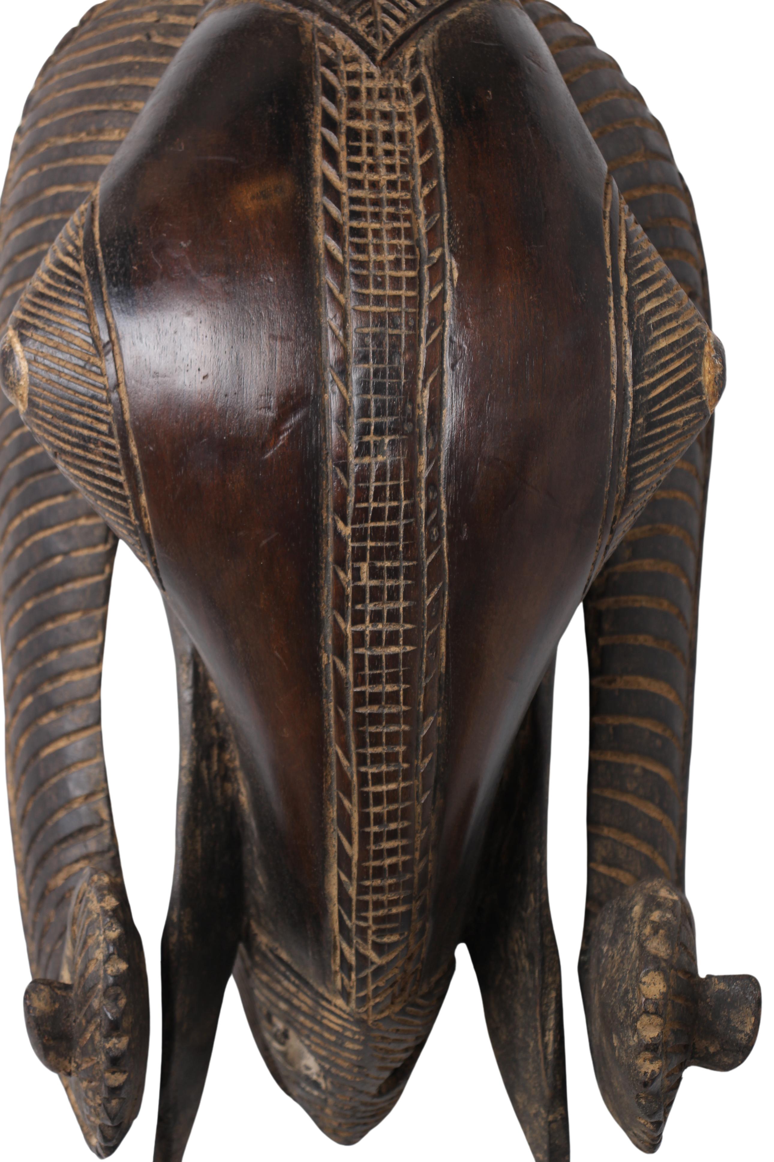 Baule Tribe Ram Mask ~18.5" Tall (New 2024)