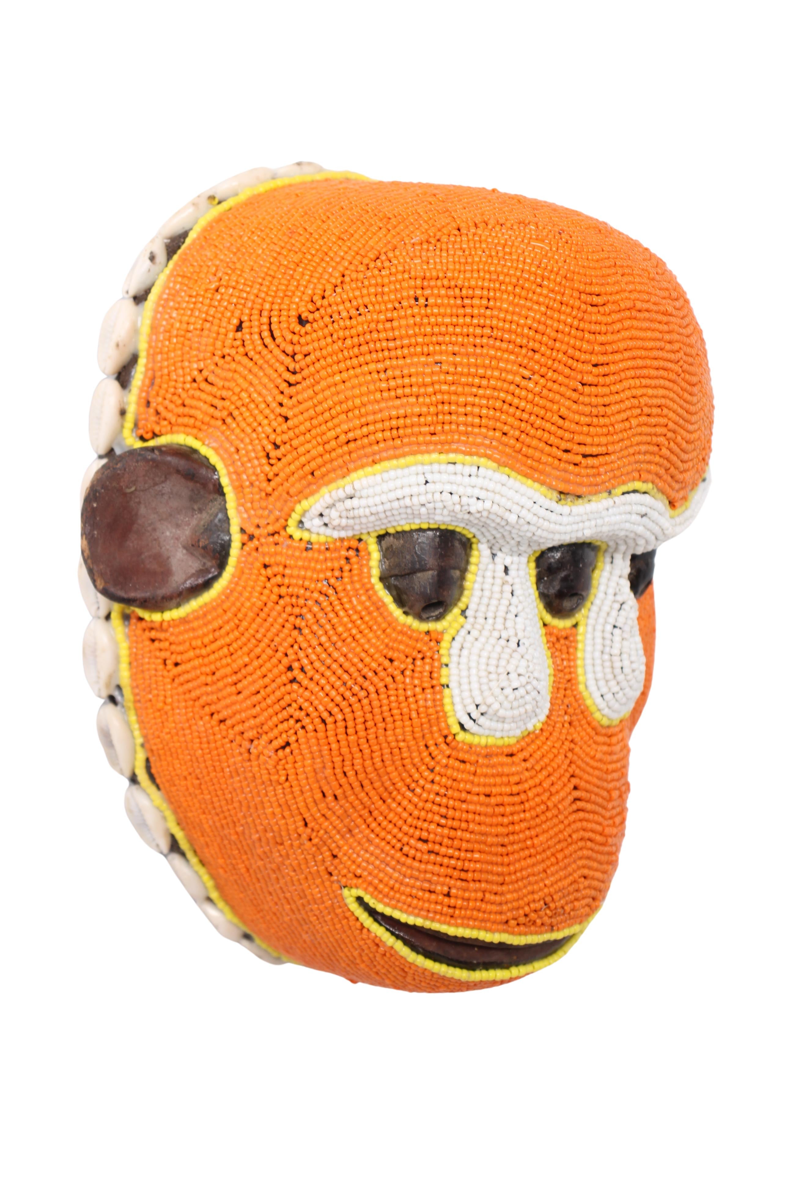 Bamileke Tribe Beaded Mask ~8.7" Tall (New 2024) - West African Artifacts