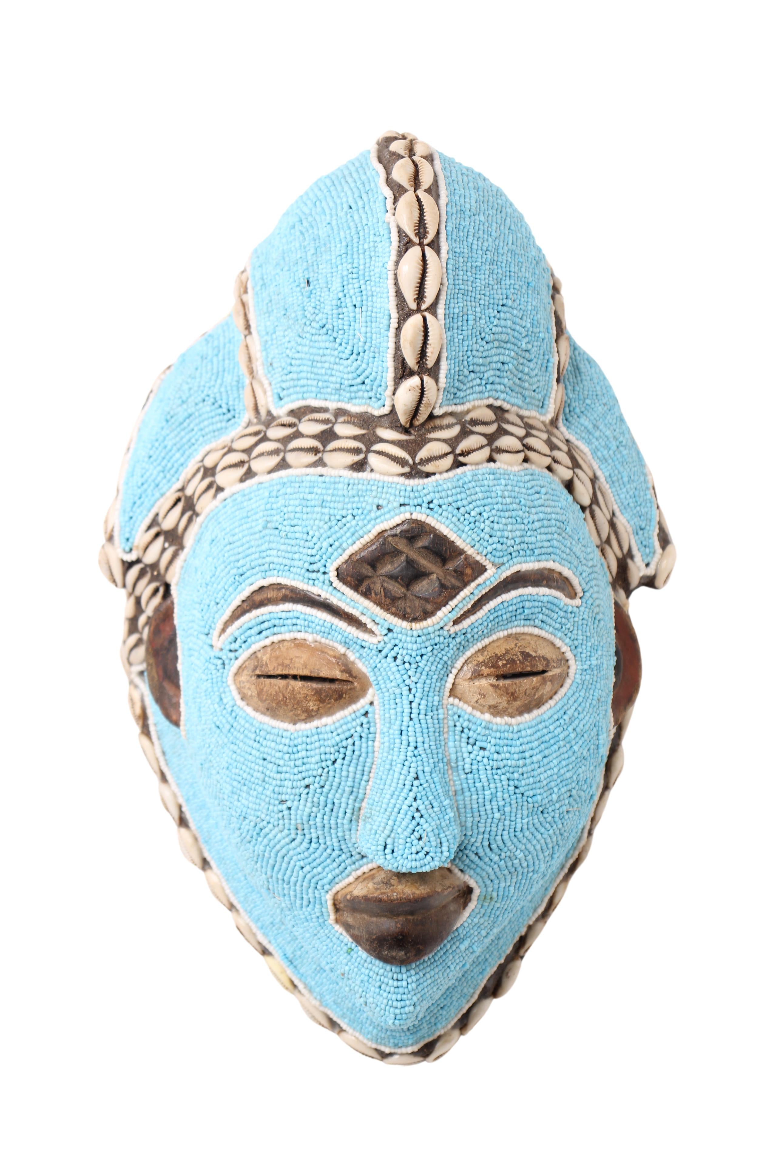 Punu Tribe Beaded Mask ~13.8" Tall (New 2024)