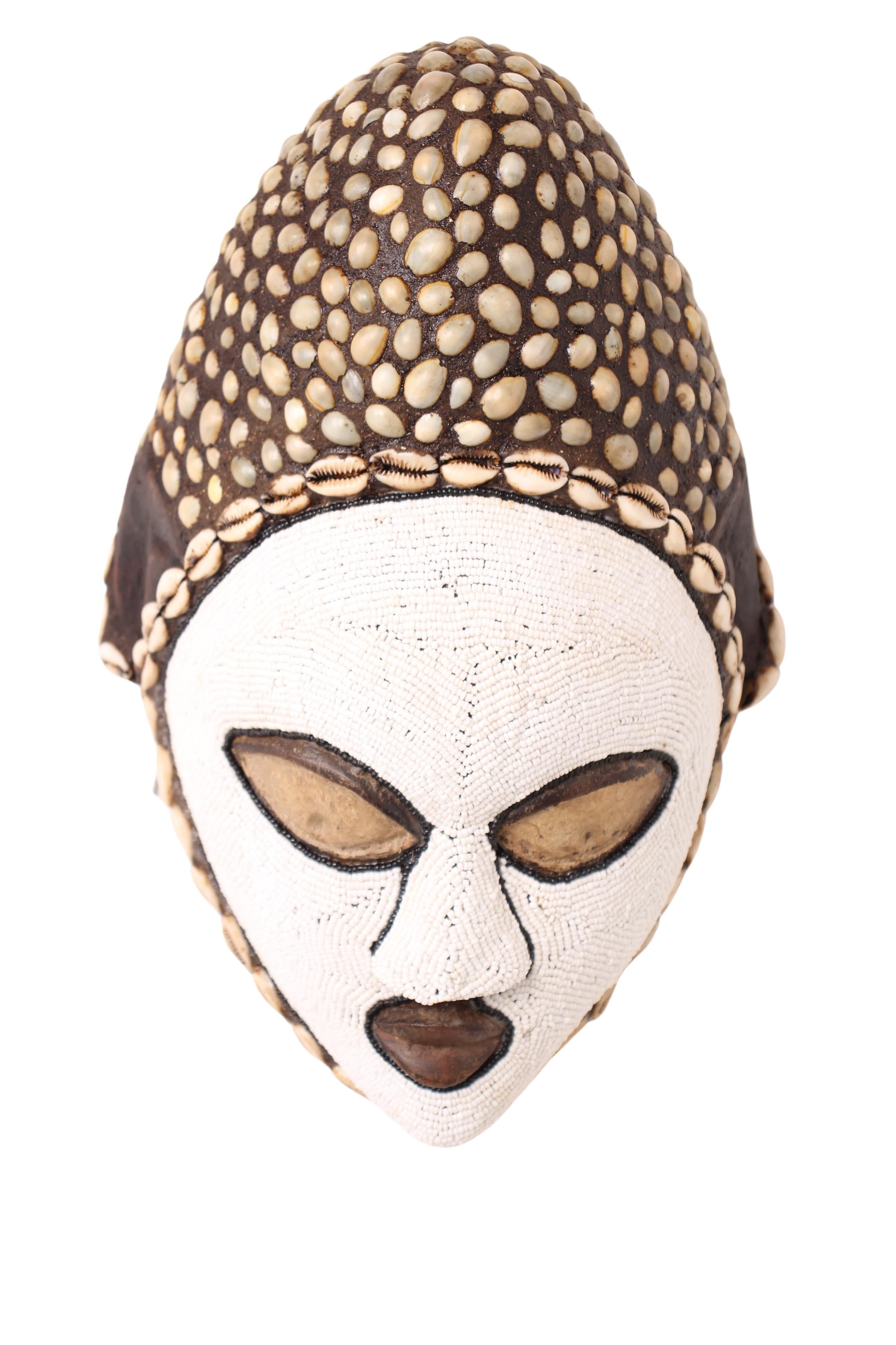 Punu Tribe Beaded Mask ~13.4" Tall (New 2024)