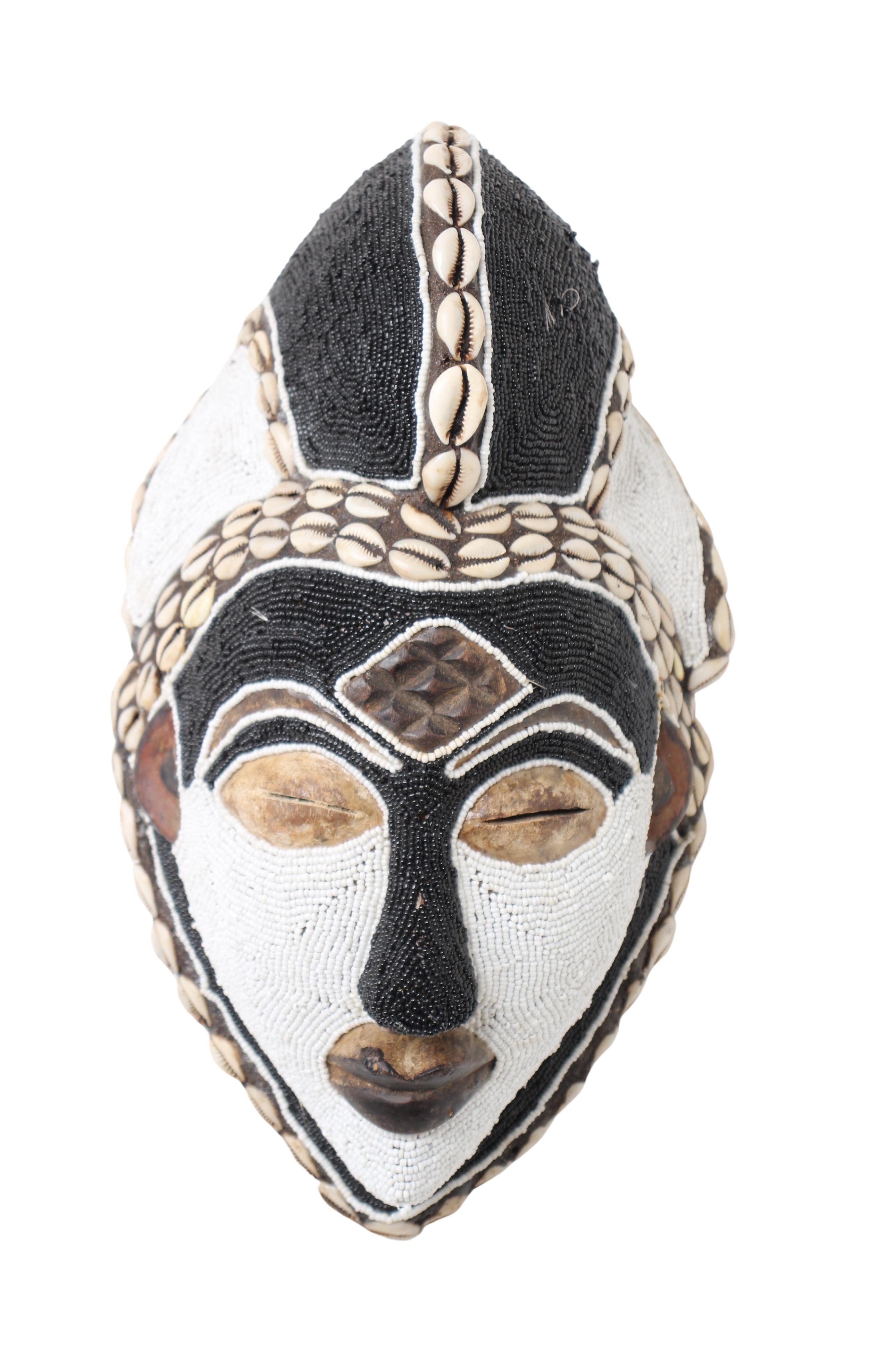 Punu Tribe Beaded Mask ~14.2" Tall (New 2024)